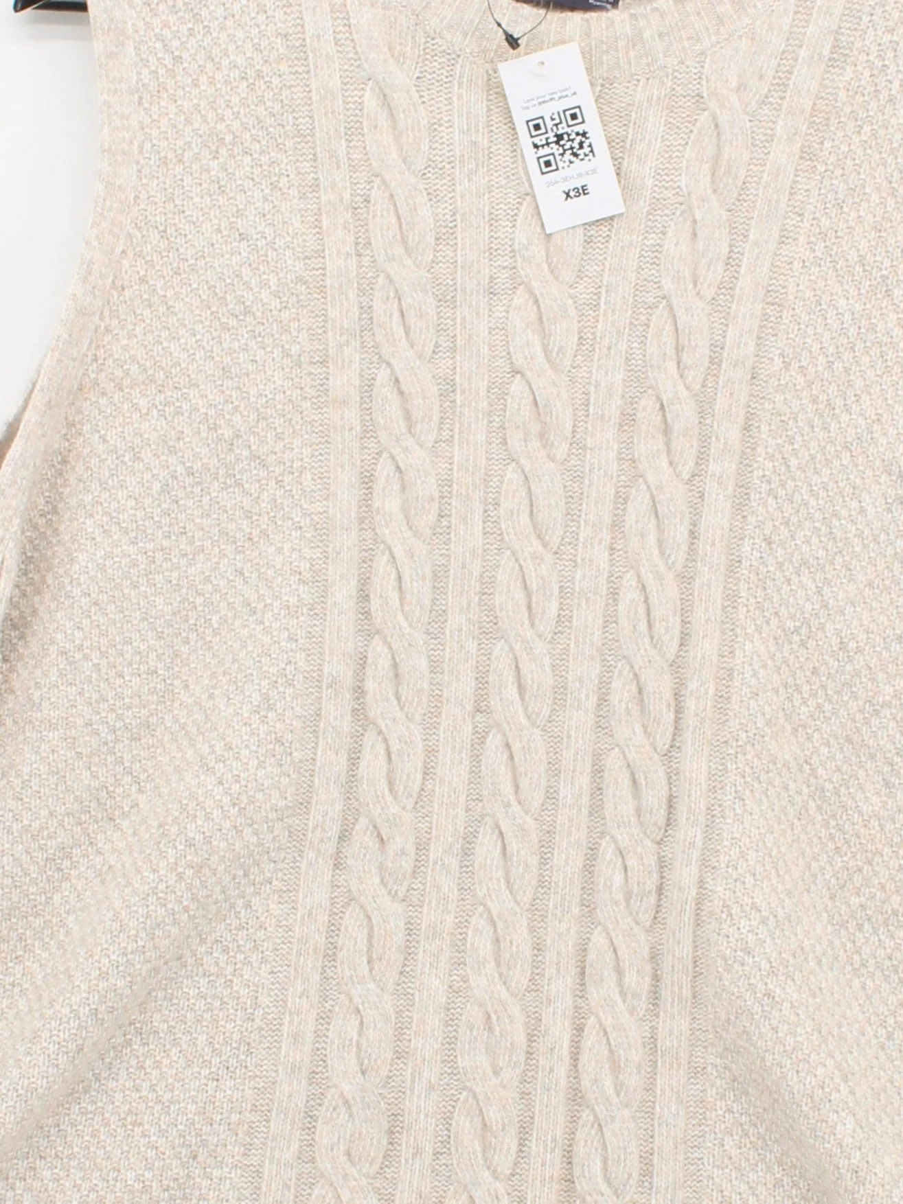 M&S Women's Jumper L Cream Polyester with Acrylic, Polyamide Round Neck Vest - Image 3