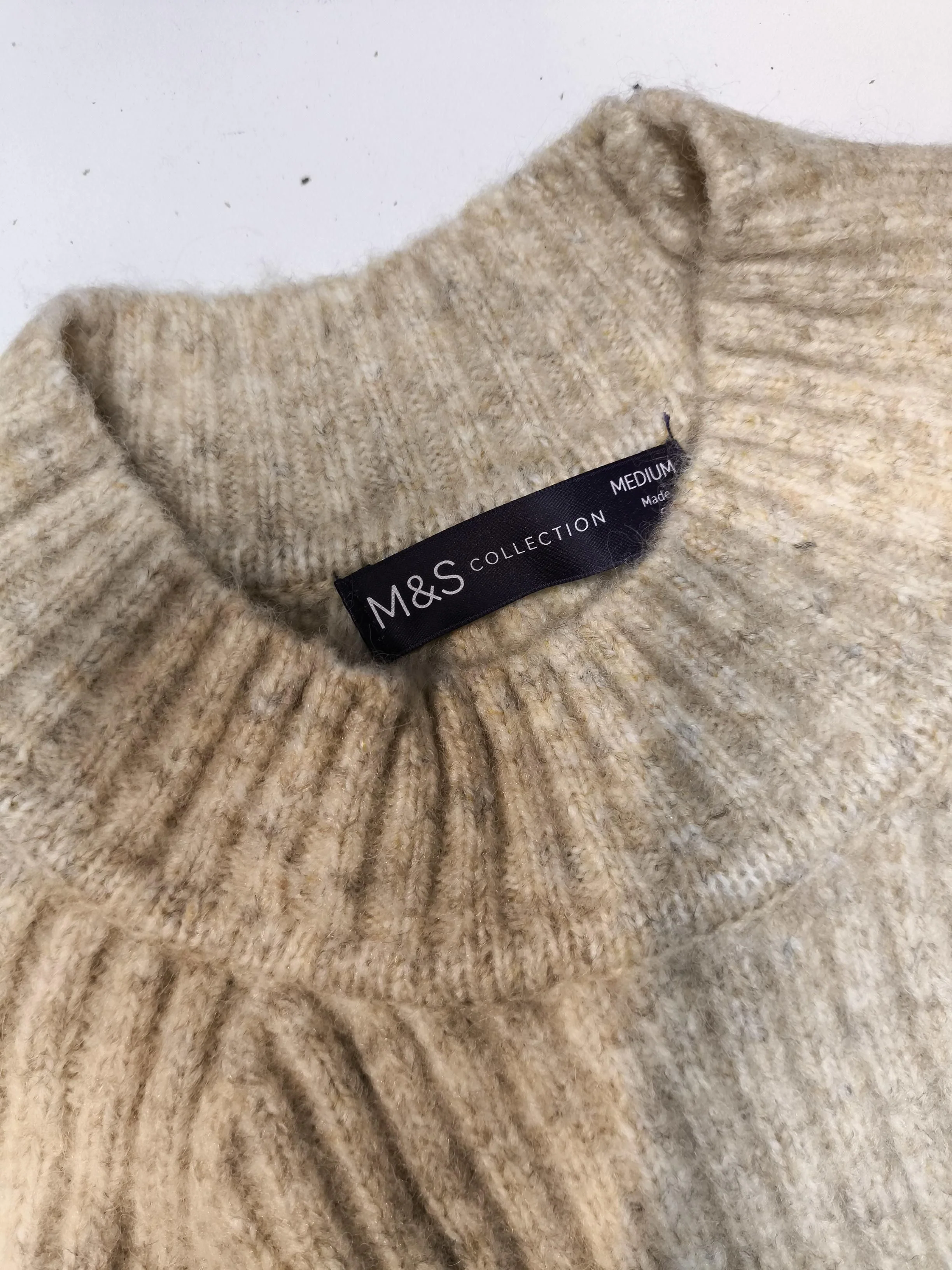 M&S Women's Jumper M Cream Polyamide with Polyester, Acrylic, Wool Pullover - Image 5