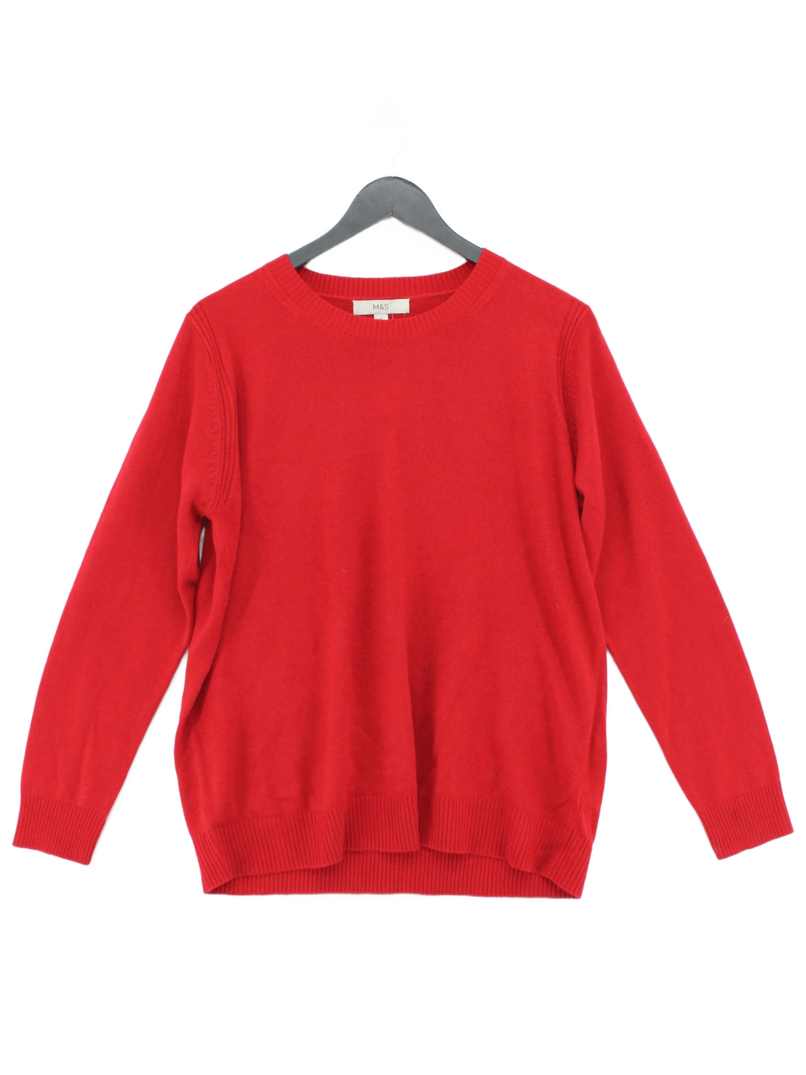 M&S Women's Jumper M Red Acrylic with Polyester, Other Crew Neck Pullover