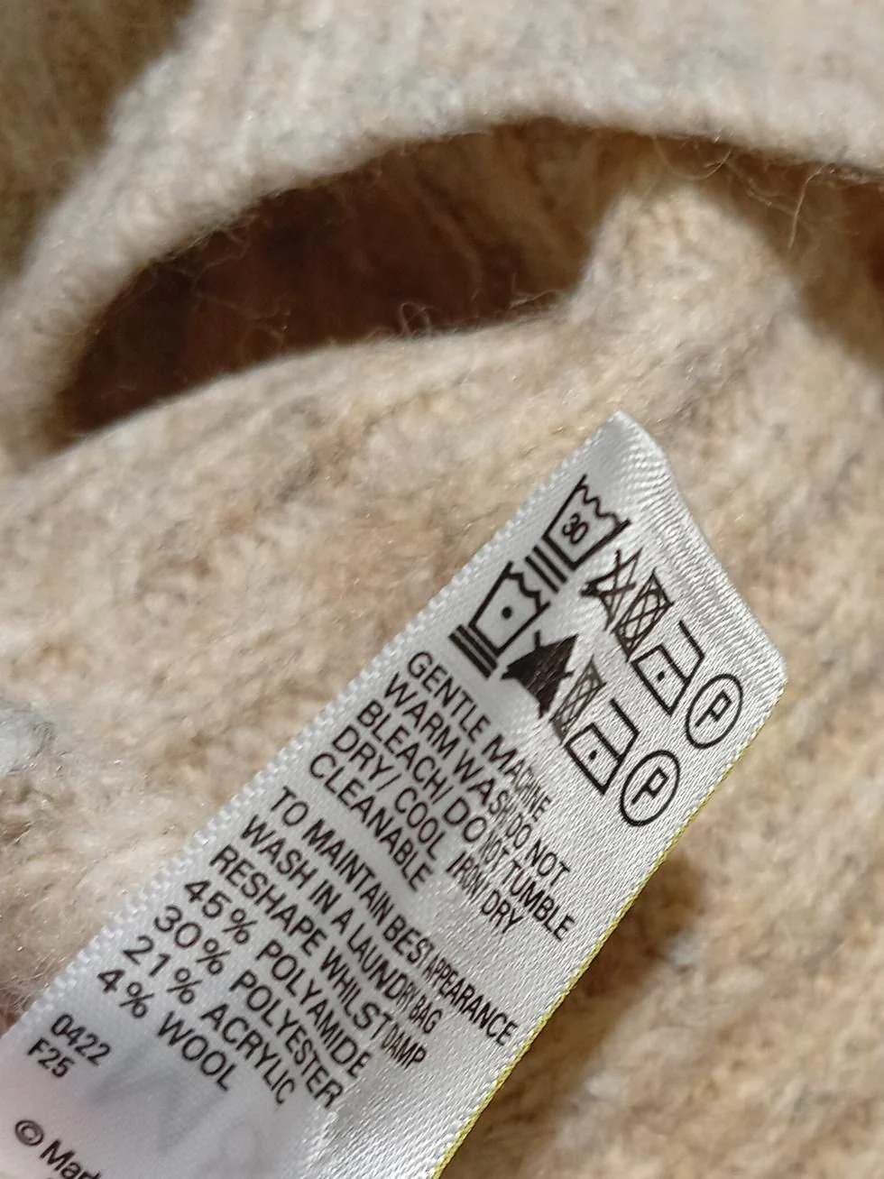 M&S Women's Jumper XS Cream Polyamide with Polyester, Acrylic, Wool Pullover - Image 6