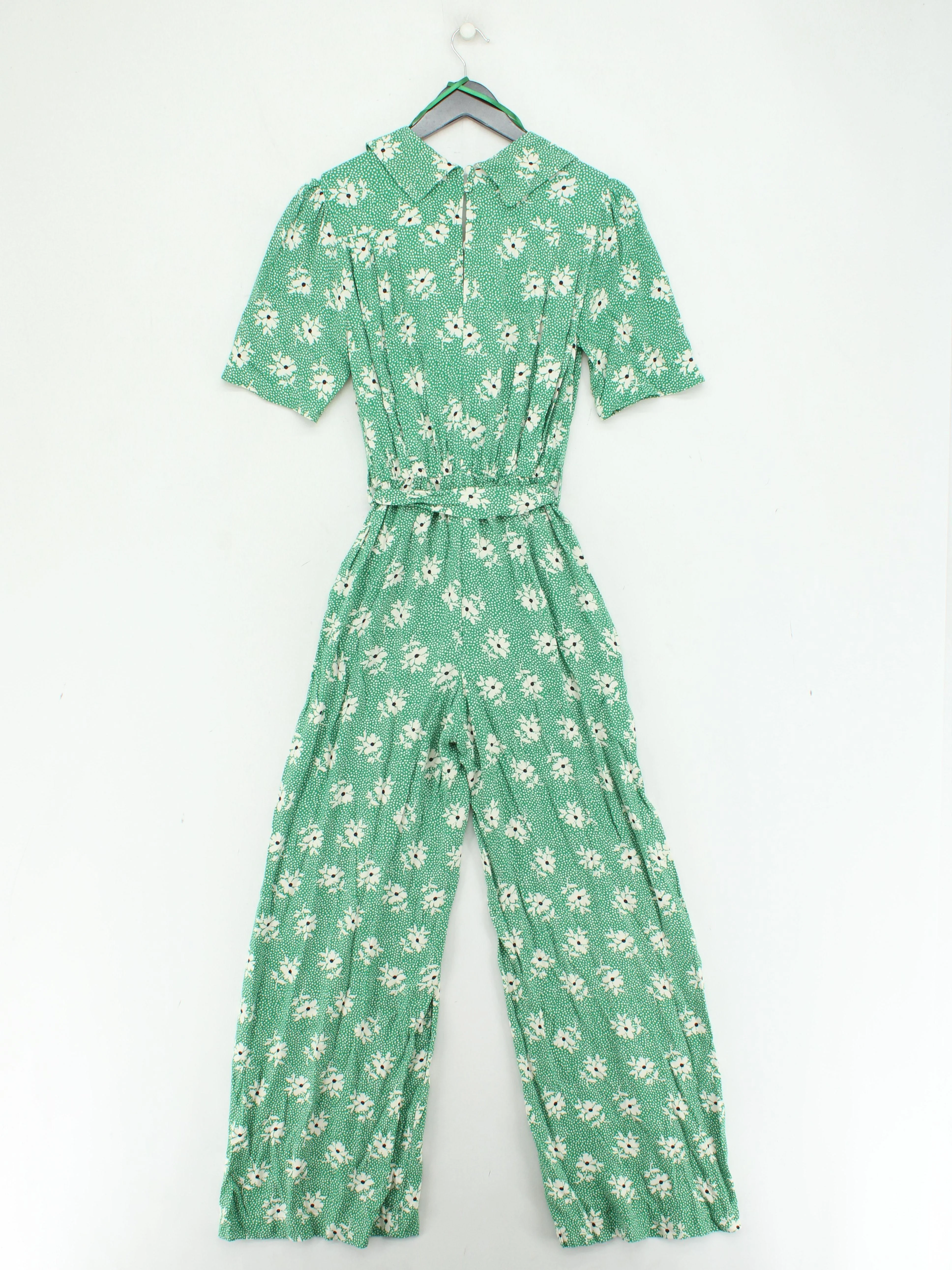 M&S Women's Jumpsuit UK 8 Green Floral 100% Viscose Wide-Leg Jumpsuit - Image 2