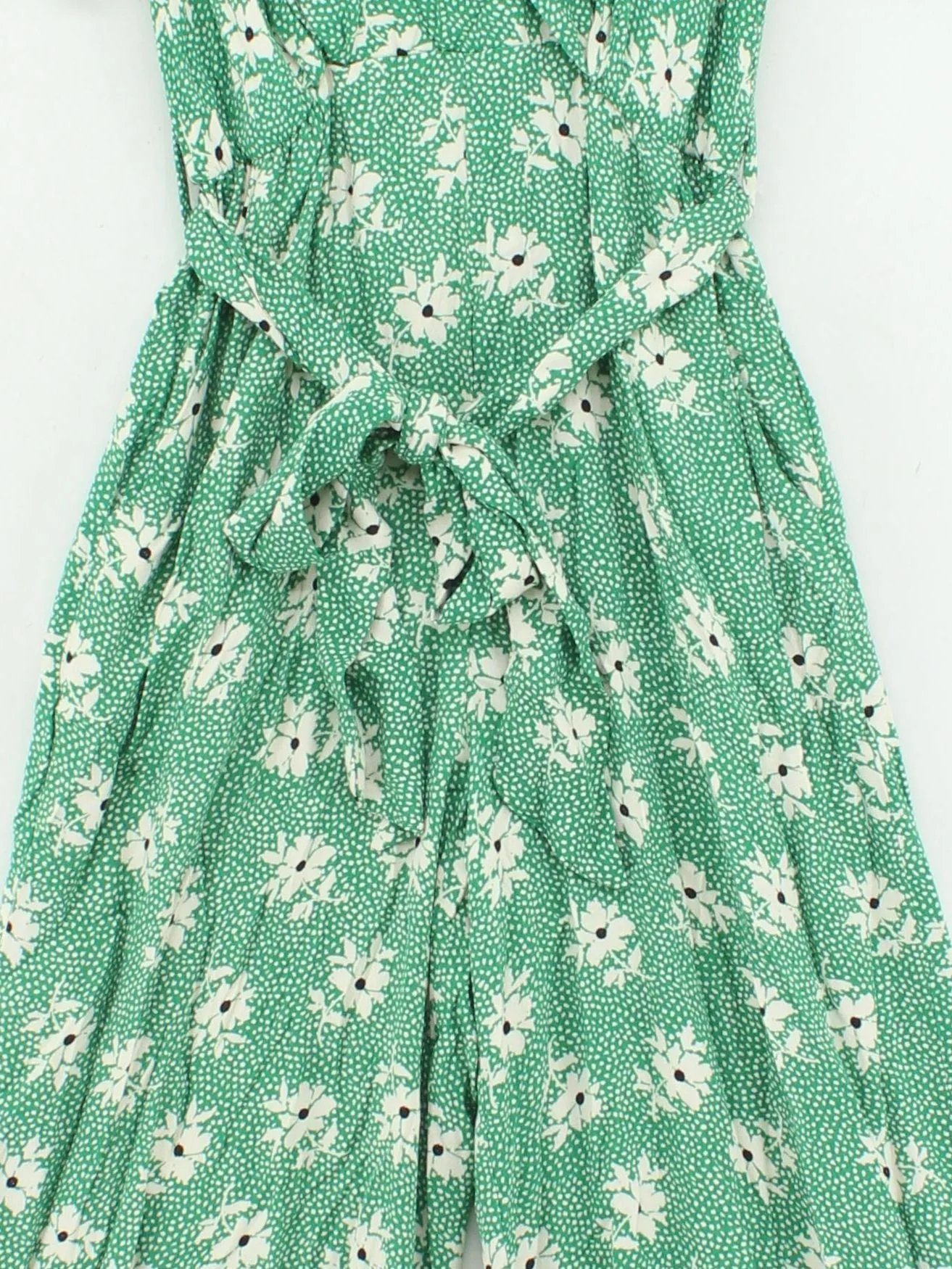 M&S Women's Jumpsuit UK 8 Green Floral 100% Viscose Wide-Leg Jumpsuit - Image 3