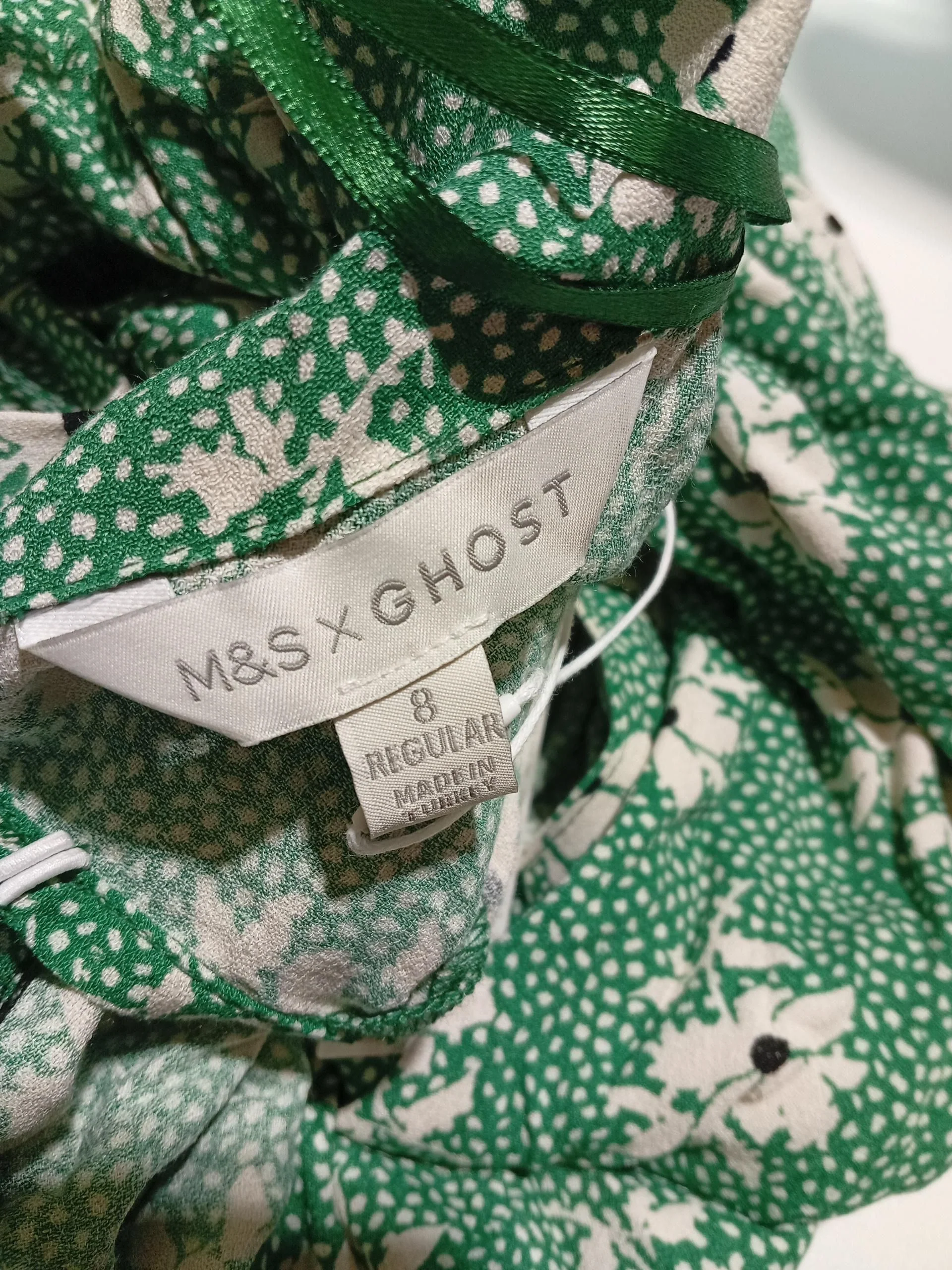 M&S Women's Jumpsuit UK 8 Green Floral 100% Viscose Wide-Leg Jumpsuit - Image 5