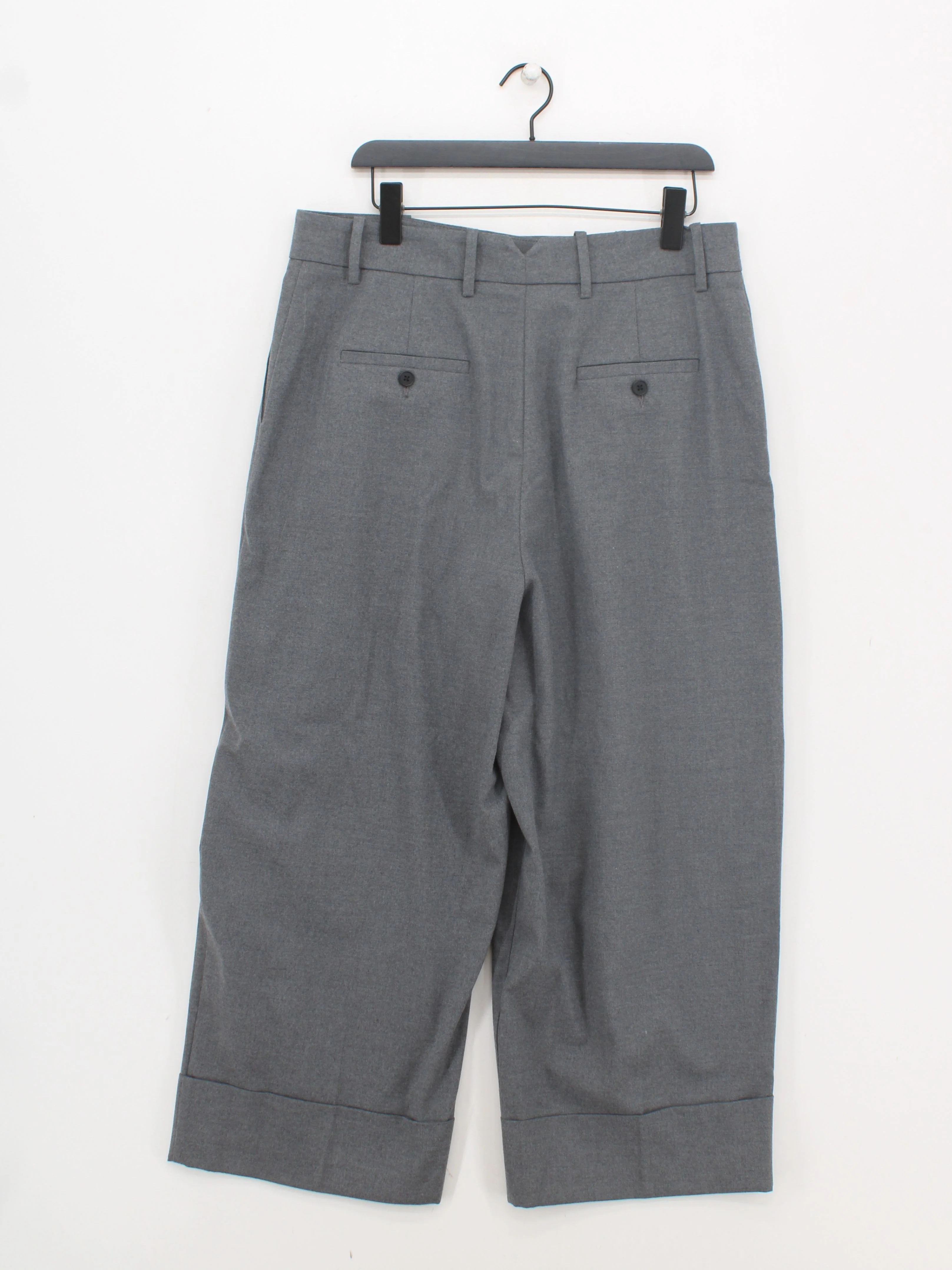 M&S Women's Trousers UK 16 Grey Polyester with Viscose, Elastane Cropped - Image 2