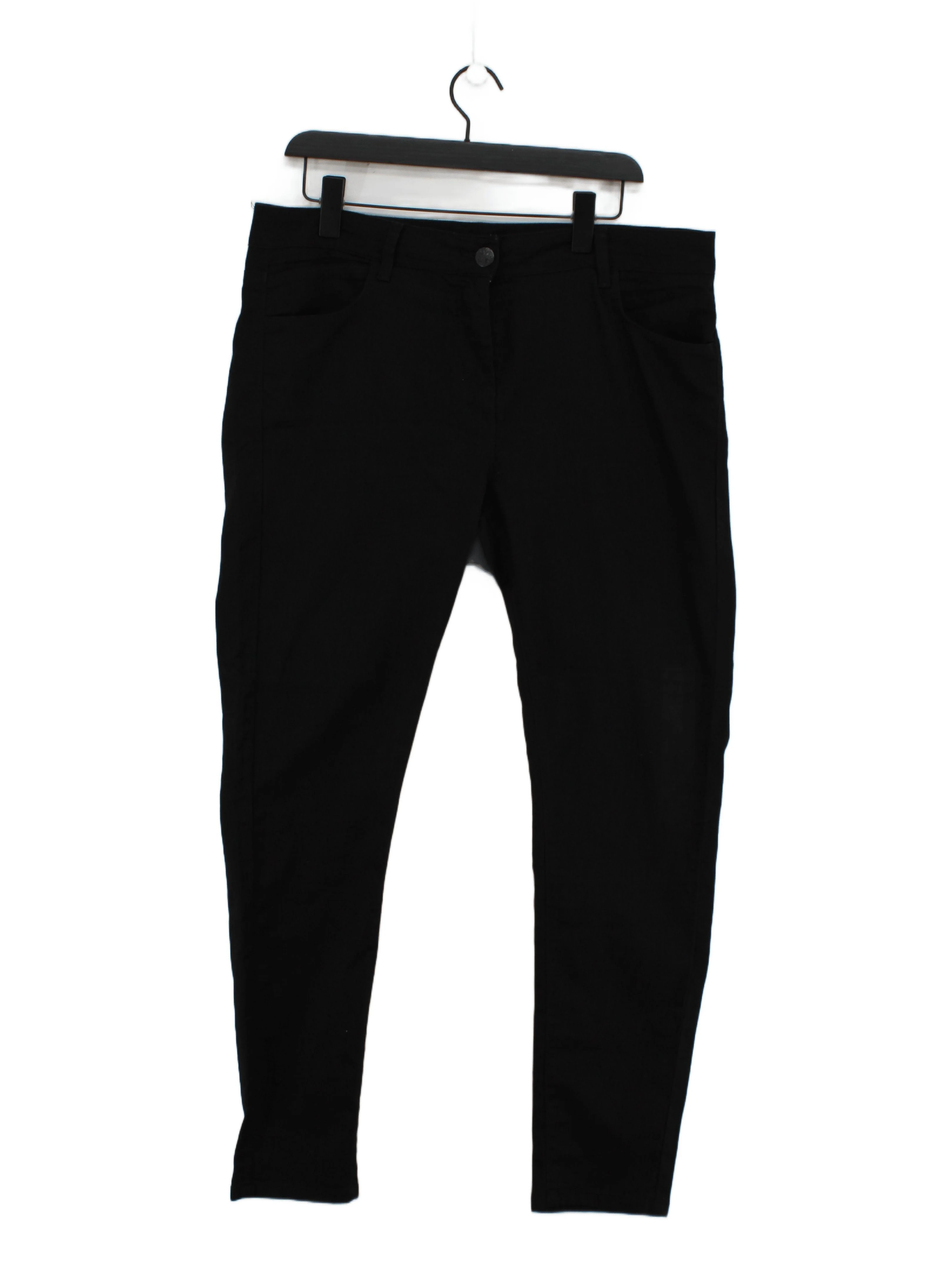 M&S Women's Trousers UK 18 Black Cotton with Polyester, Elastane Skinny Chino