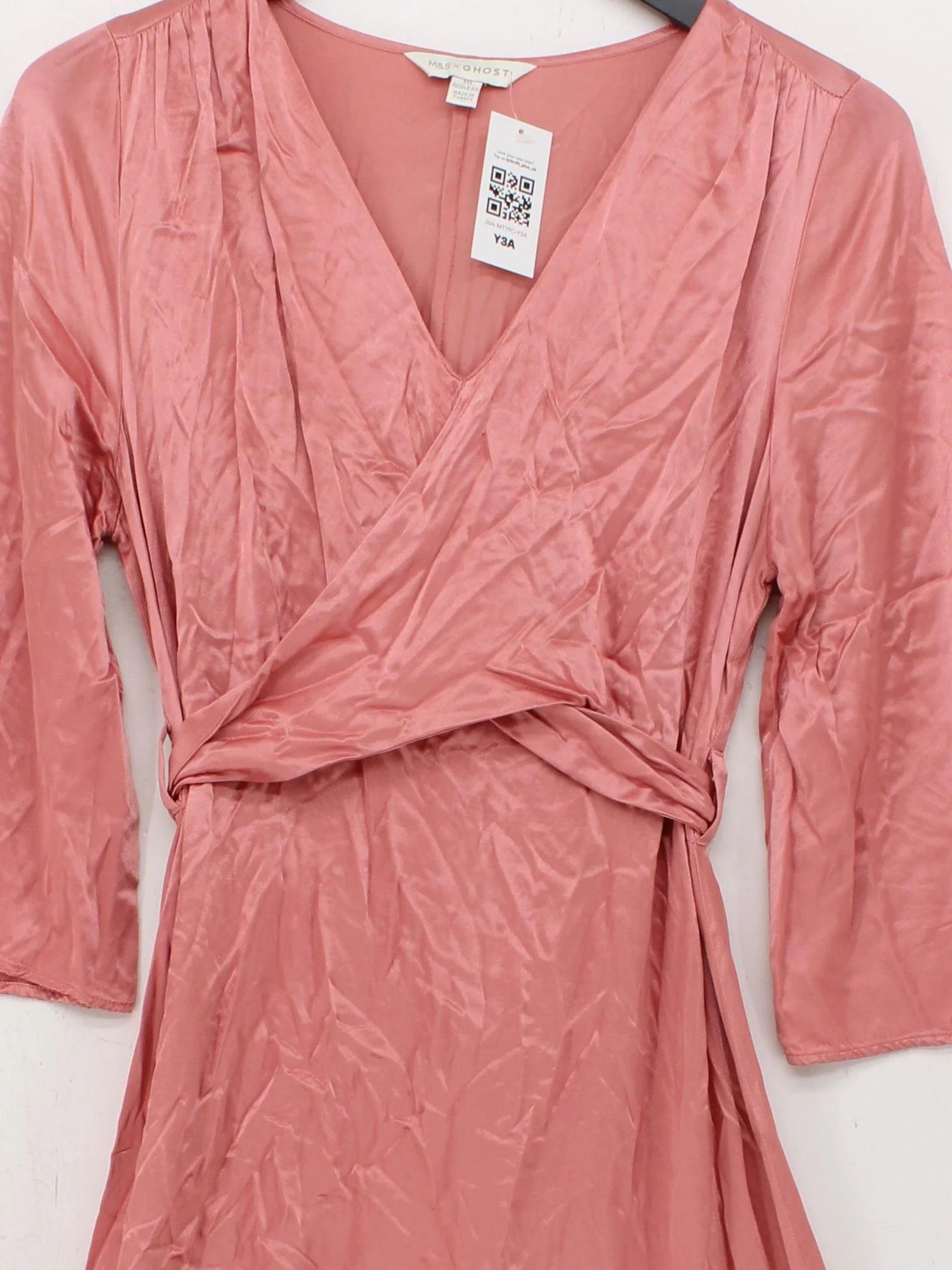 M&S Wrap Midi Dress UK10 in Pink - Image 3