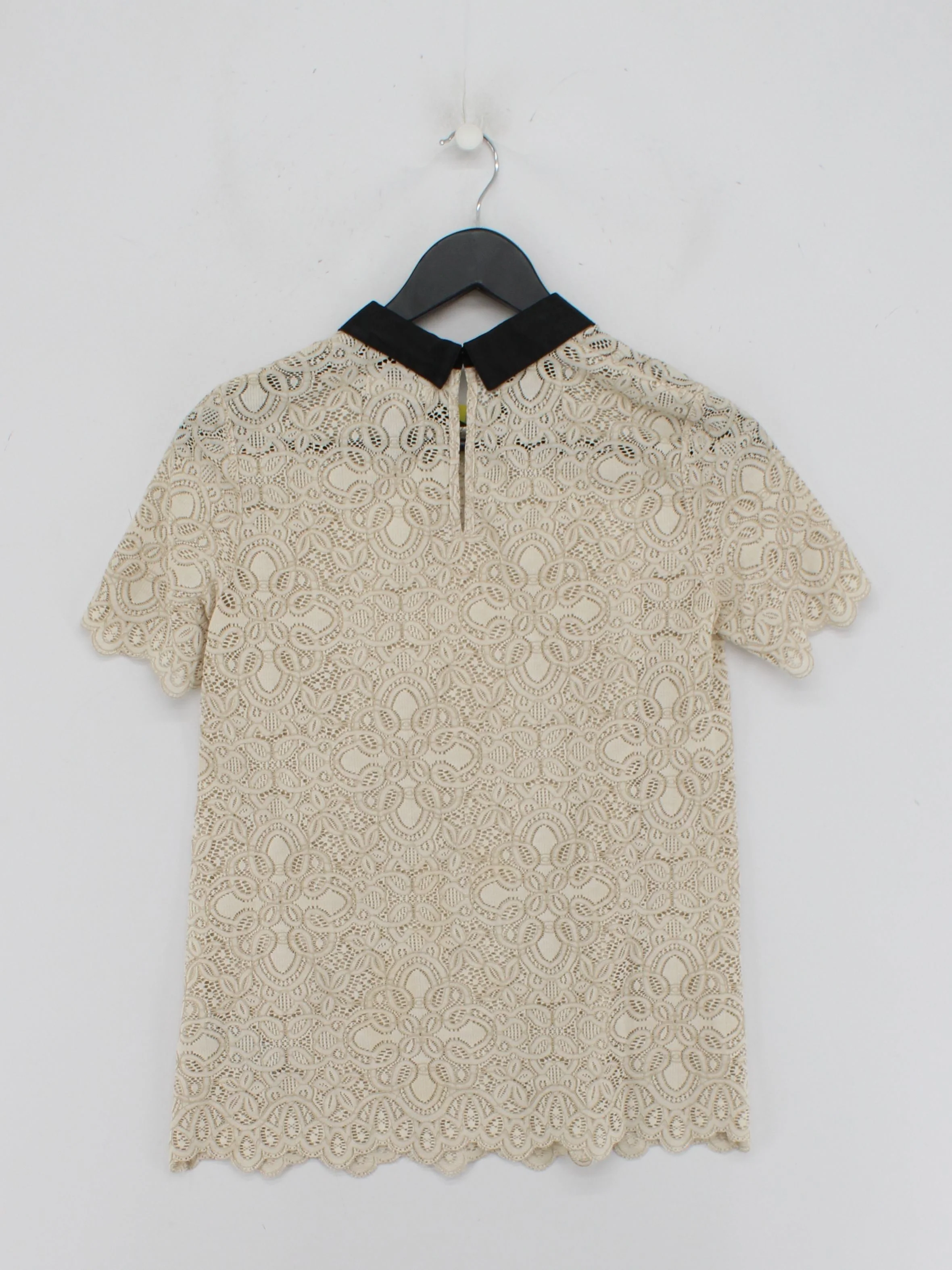 Madewell Women's Top XS Cream Cotton with Nylon Short Sleeve Collared Basic - Image 2