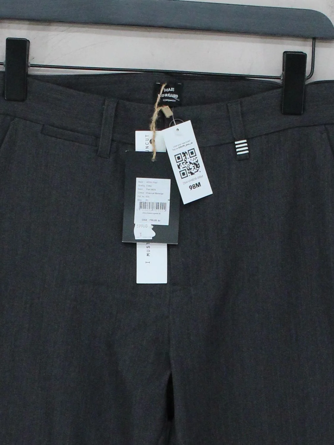 Mads Norgaard Men's Trousers W 30 in Grey Polyester with Viscose, Elastane Chino - Image 3