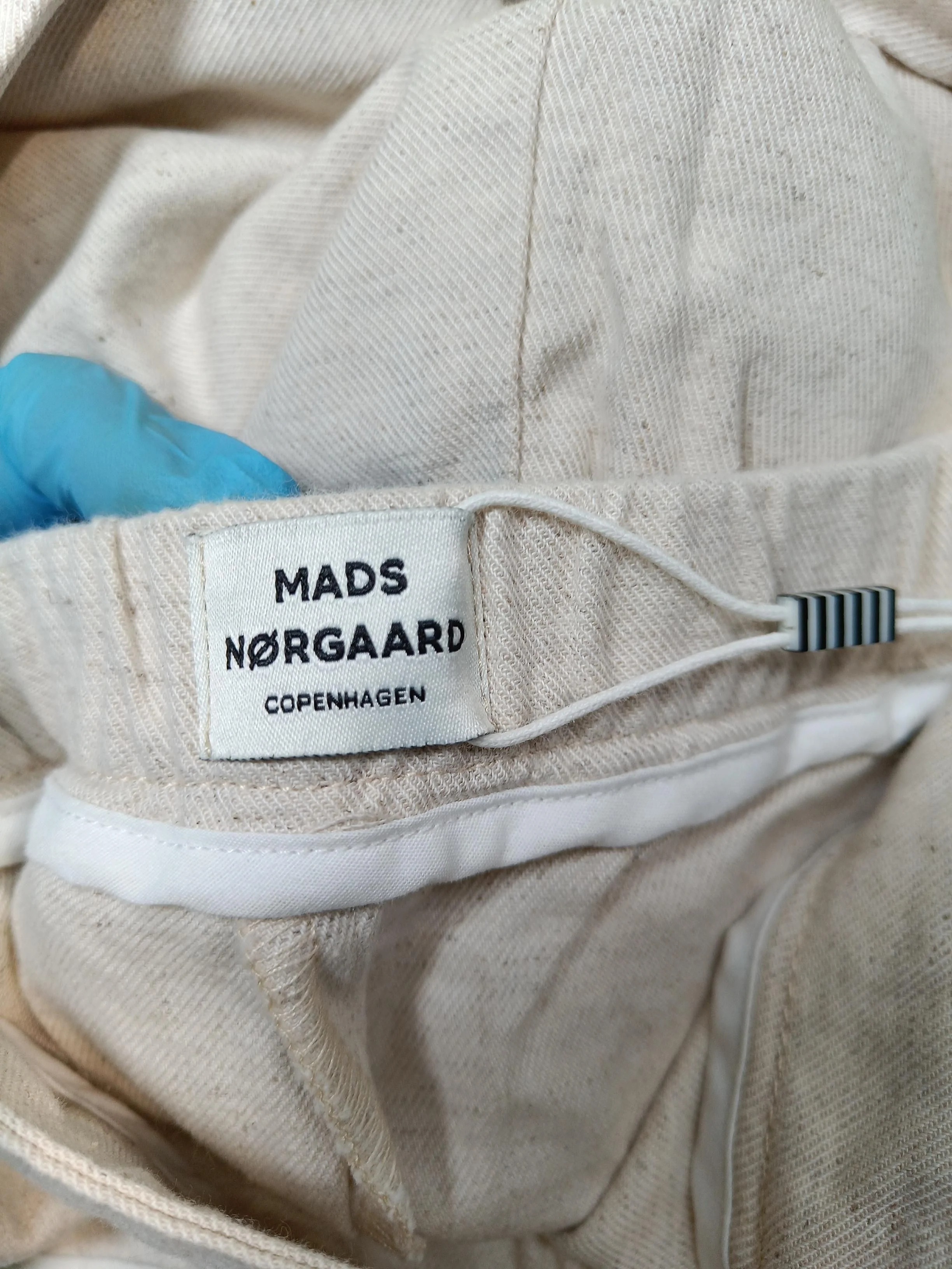 Mads Norgaard Women's Trousers UK 8 Cream Cotton with Linen Wide-Leg Sweatpants - Image 5