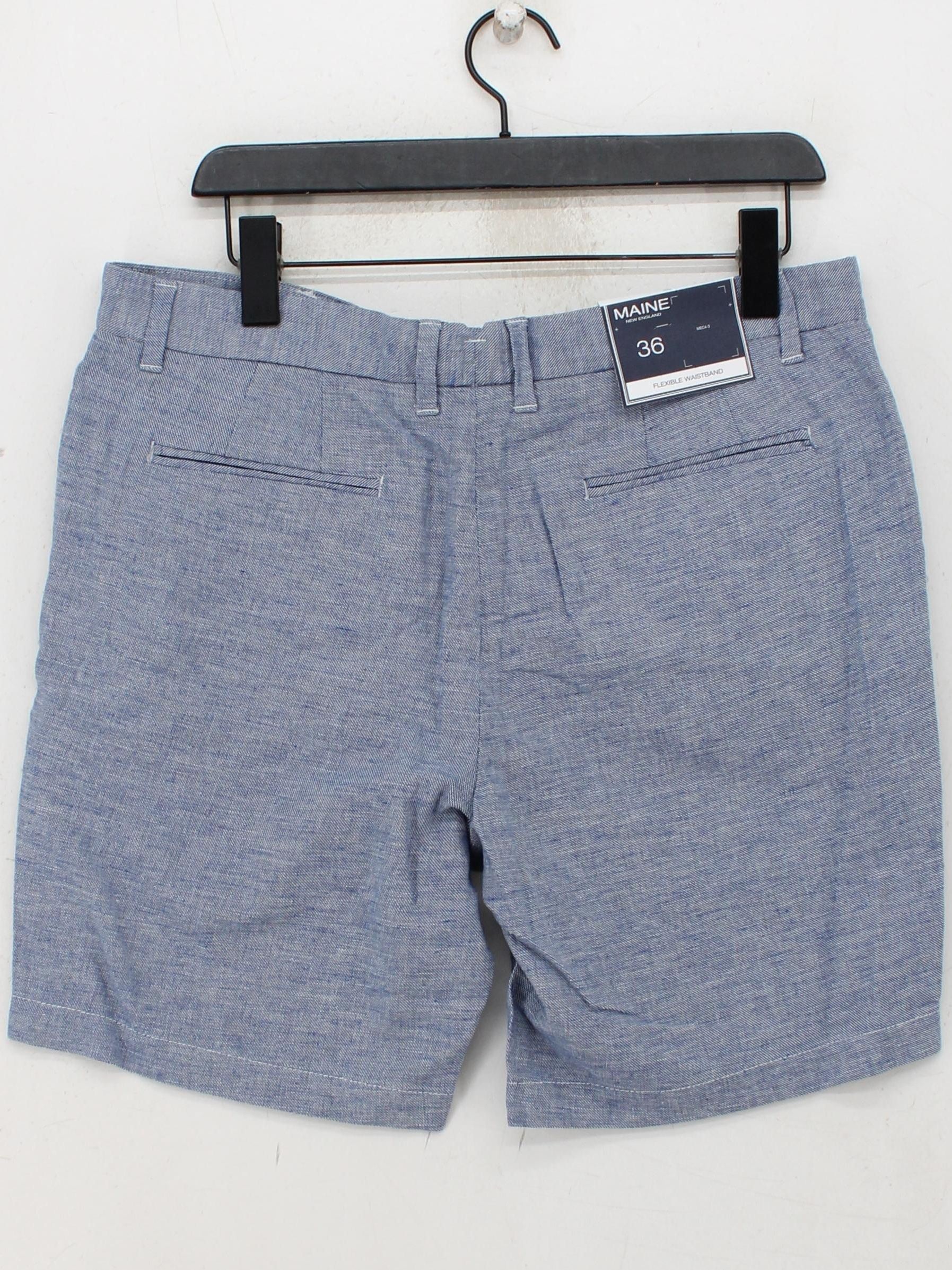 Maine Men's Shorts W 36 in Blue Cotton with Linen Chino - Image 2