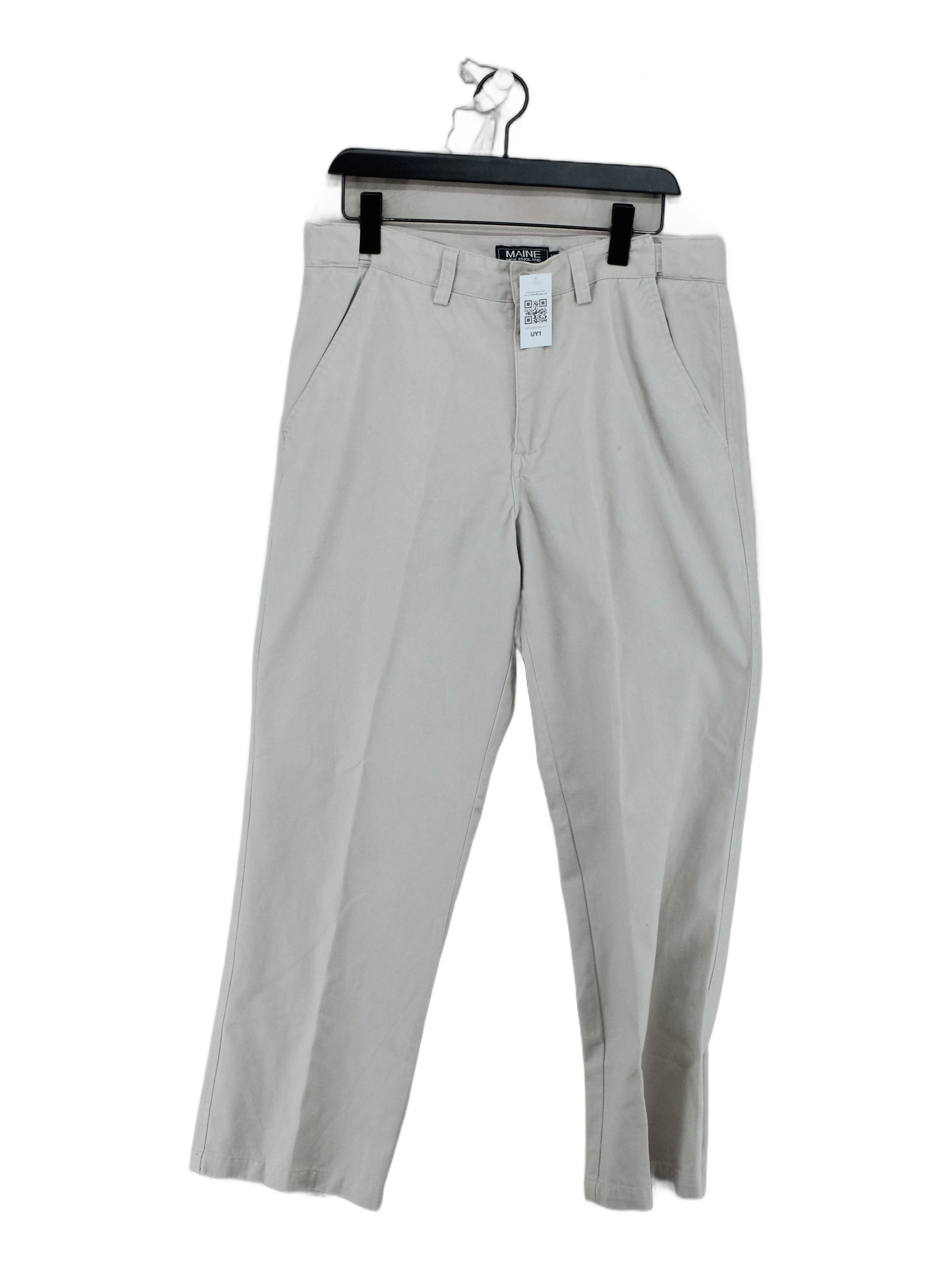 Maine Men's Trousers W 34 in Cream 100% Cotton Straight Chino