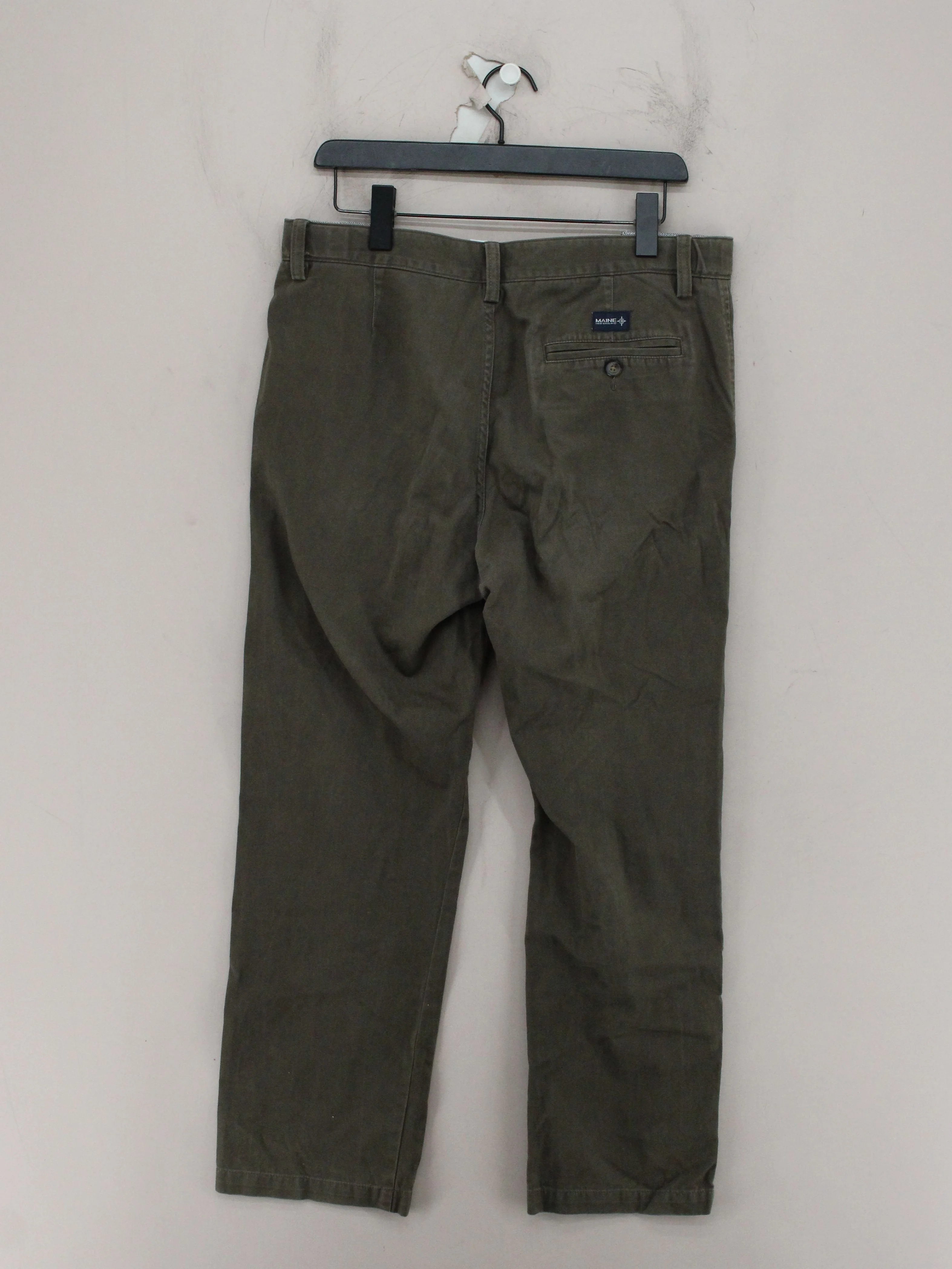 Maine Men's Trousers W 34 in Green 100% Cotton Straight Chino - Image 2