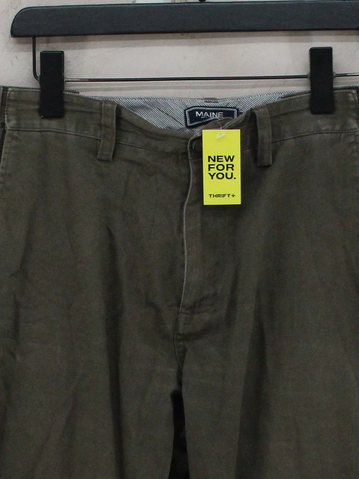 Maine Men's Trousers W 34 in Green 100% Cotton Straight Chino - Image 3
