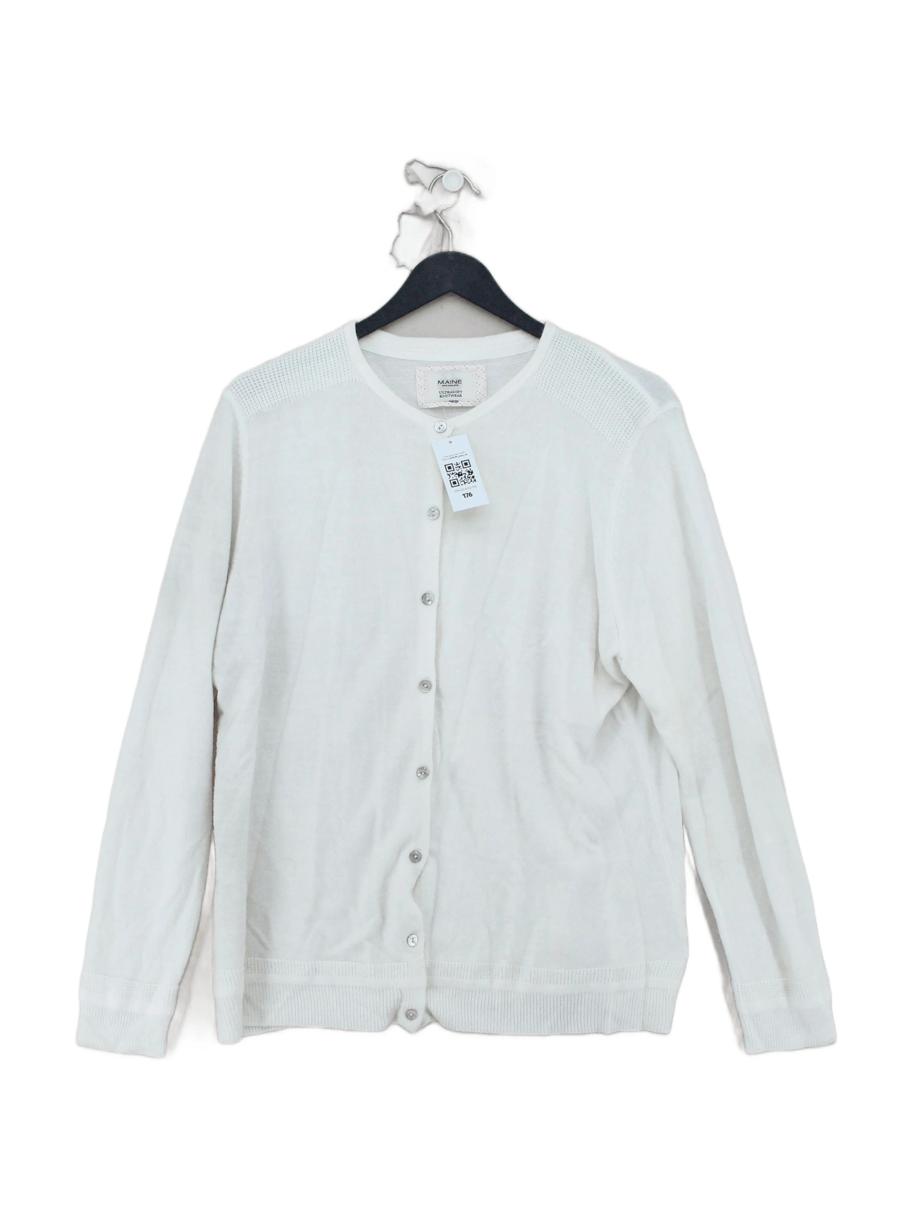 Maine Women's Cardigan M White 100% Other Round Neck Cardigan