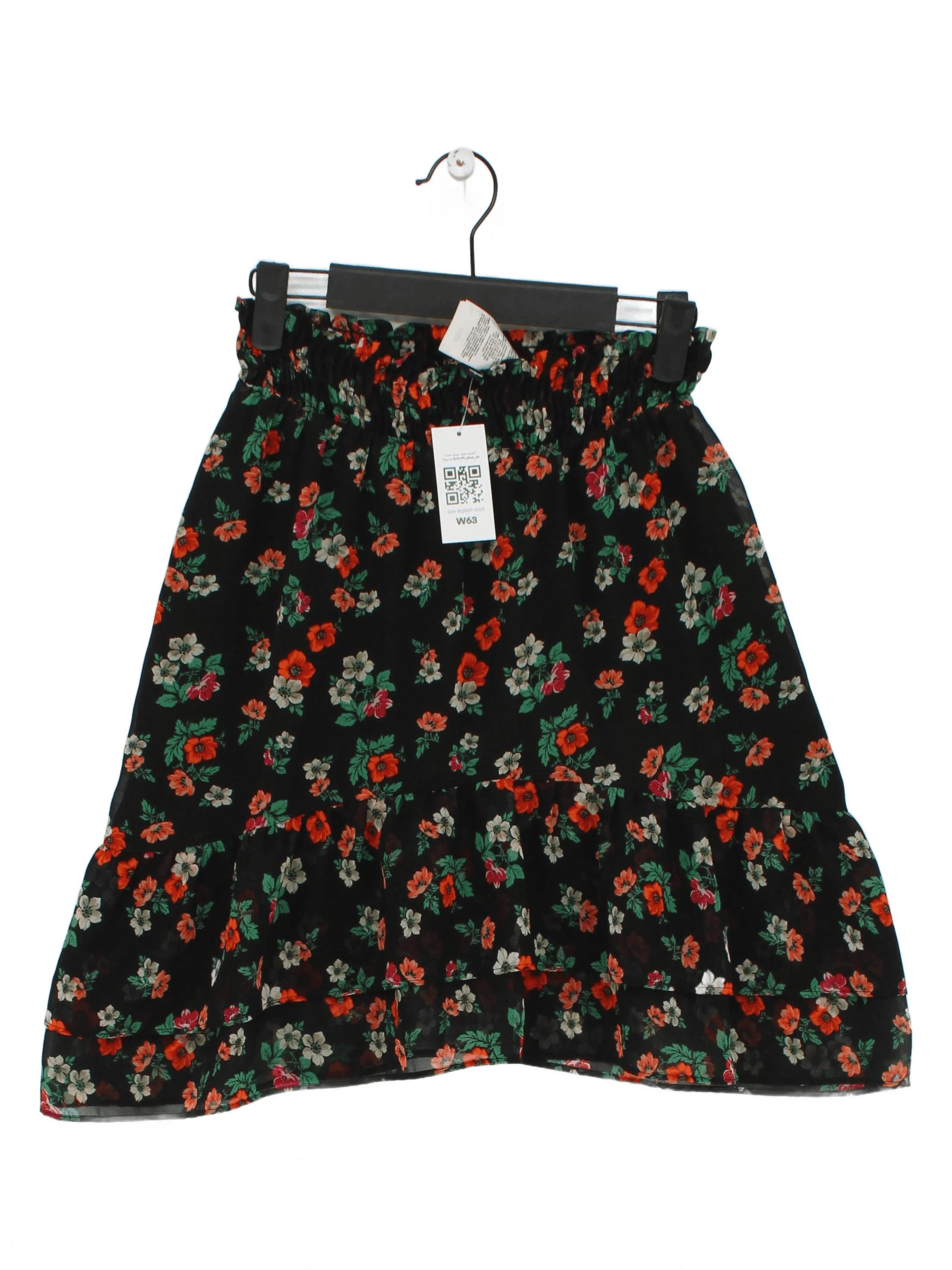 Maje Women's Mini Skirt S Black Floral 100% Polyester Short Mini