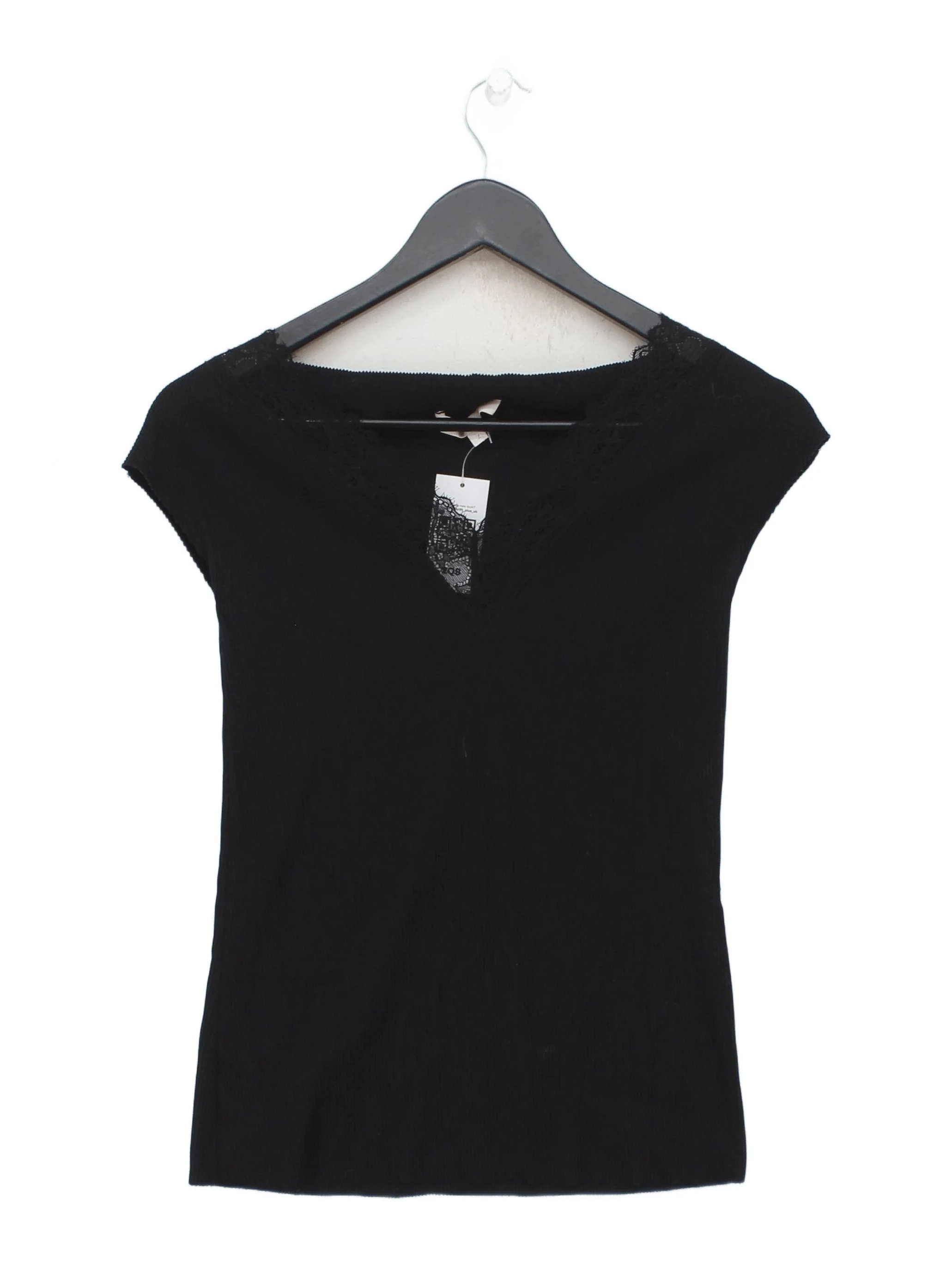 Maje Women's Top S Black 100% Other Short Sleeve V-Neck Jersey