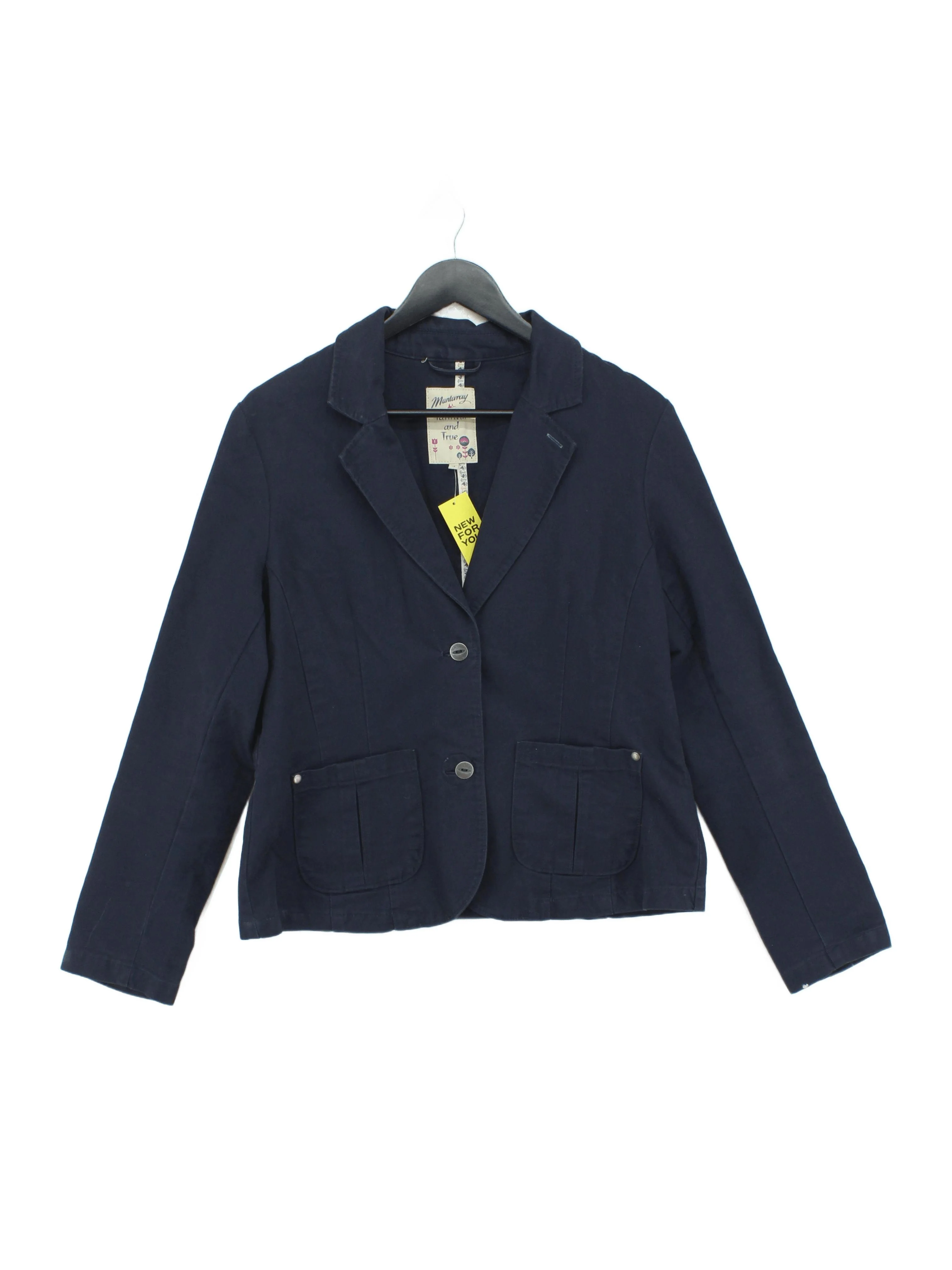 Mantaray Women's Blazer UK 16 Blue 100% Cotton Overcoat