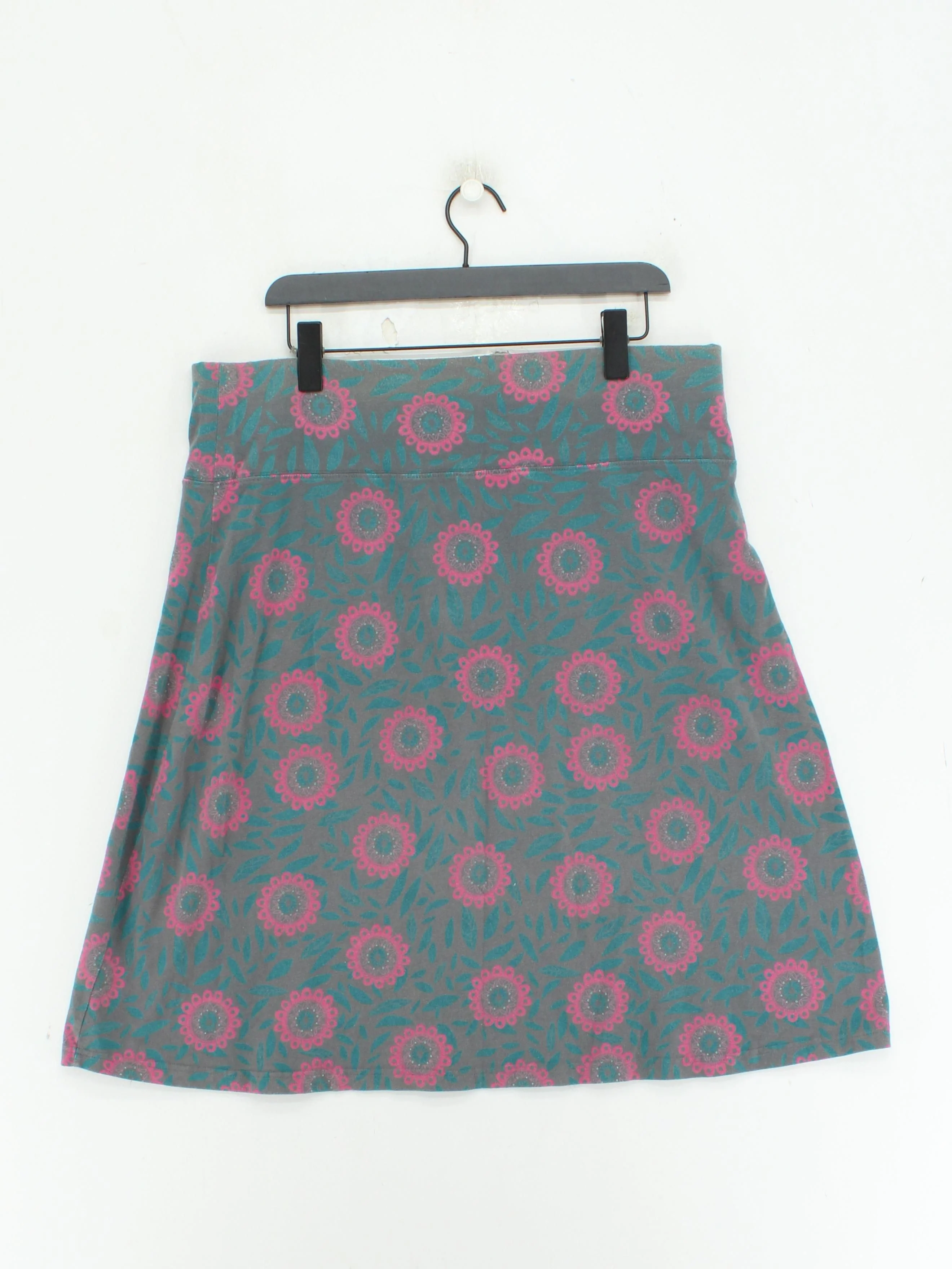 Mantaray Women's Mini Skirt UK 16 Grey Floral 100% Cotton Short Mini - Image 2