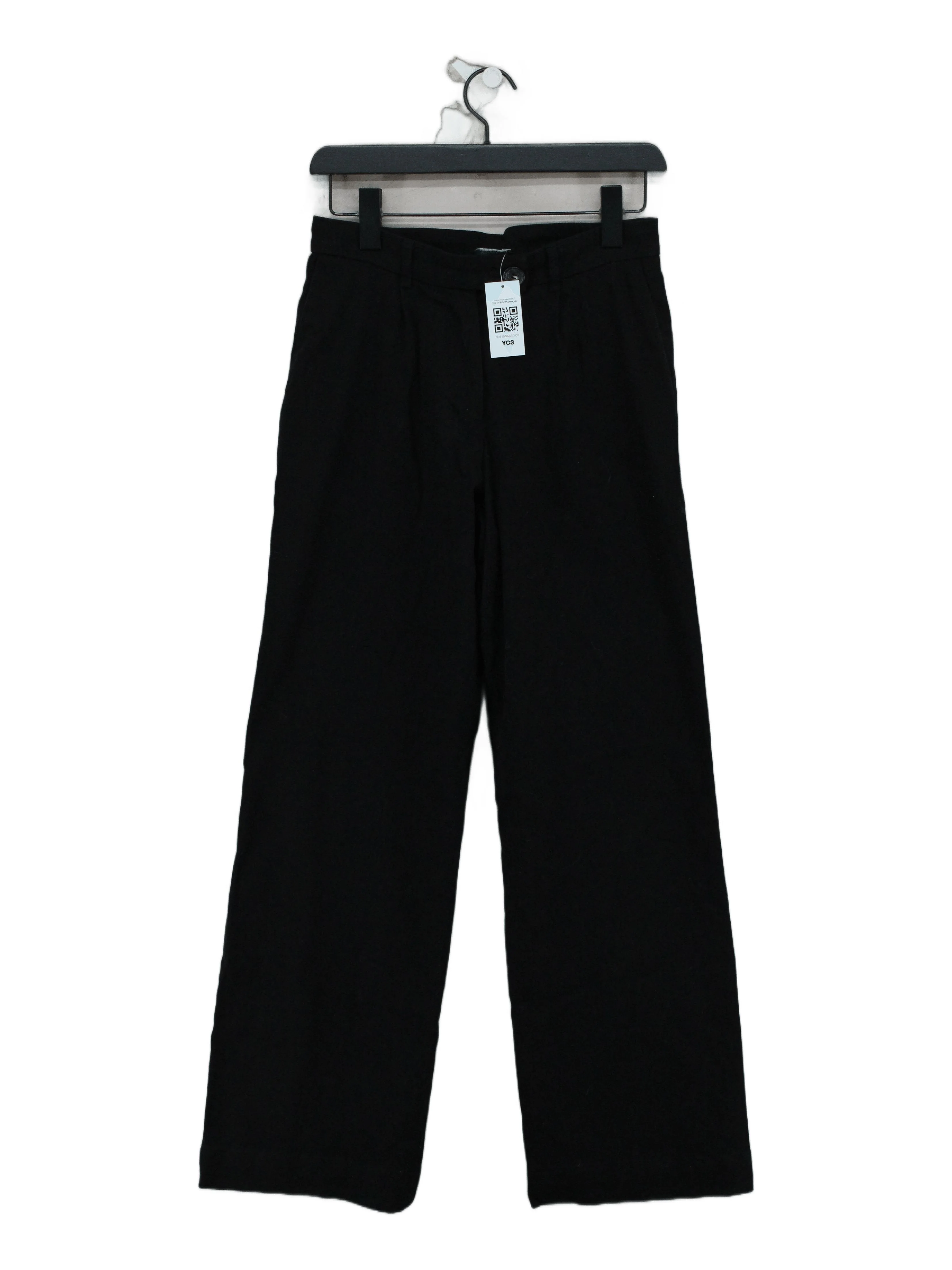 MARAME Women's Trousers UK 8 Black Cotton with Elastane Wide-Leg Chino