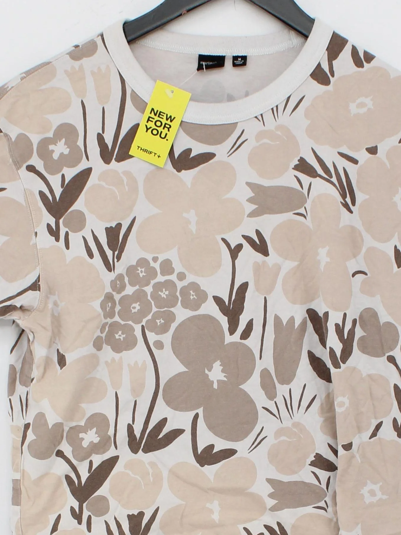 Marni X Uniqlo Men's T-Shirt M Cream Floral 100% Cotton Basic - Image 3