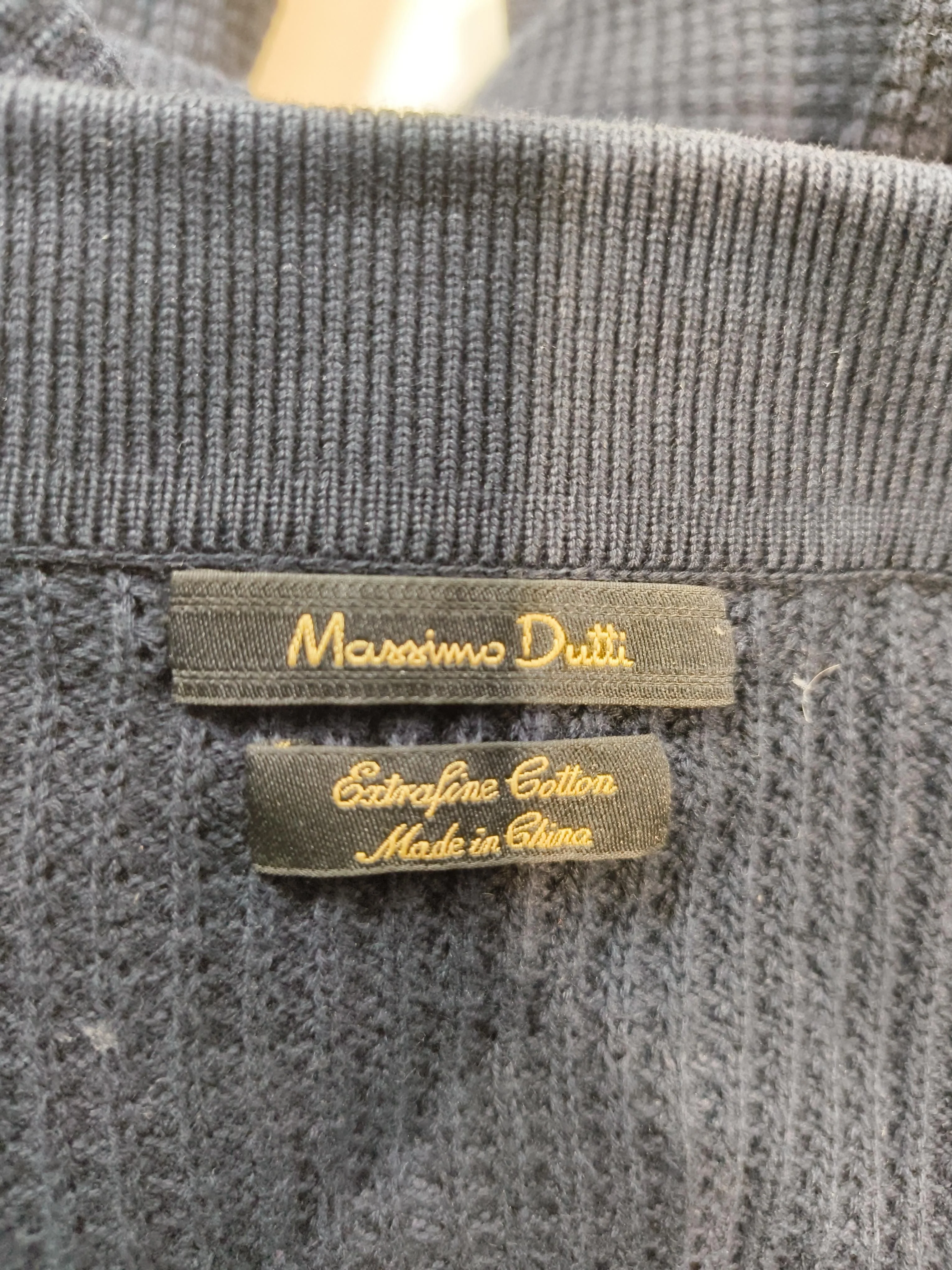Massimo Dutti Men's Cardigan L Blue 100% Cotton Collared Cardigan - Image 6