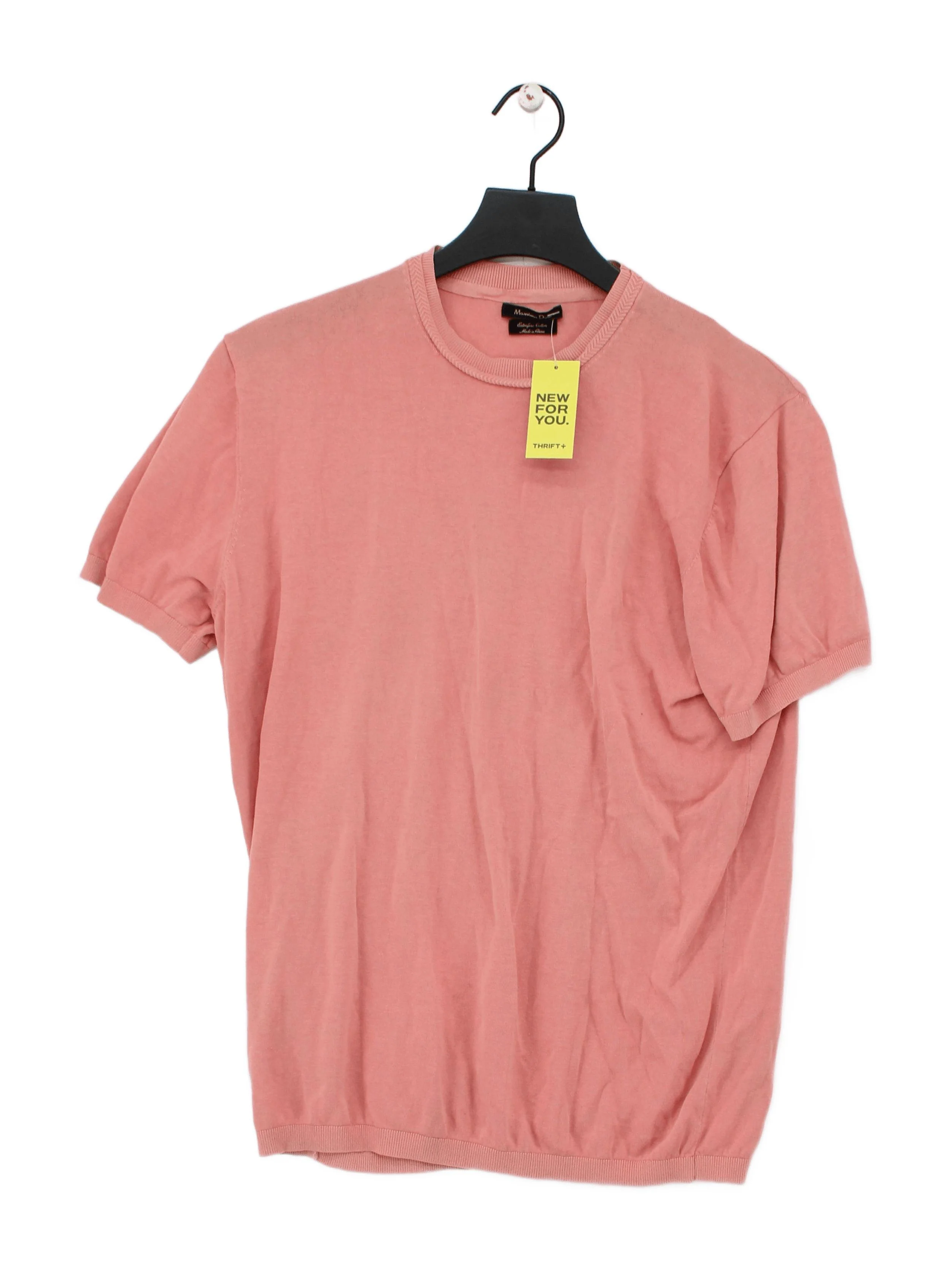 Massimo Dutti Men's T-Shirt L Pink 100% Cotton Basic