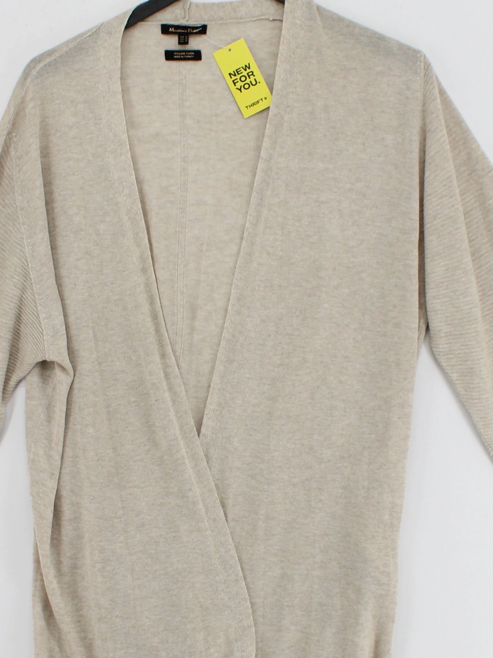 Massimo Dutti Women's Cardigan M Cream Viscose with Polyester V-Neck Cardigan - Image 3