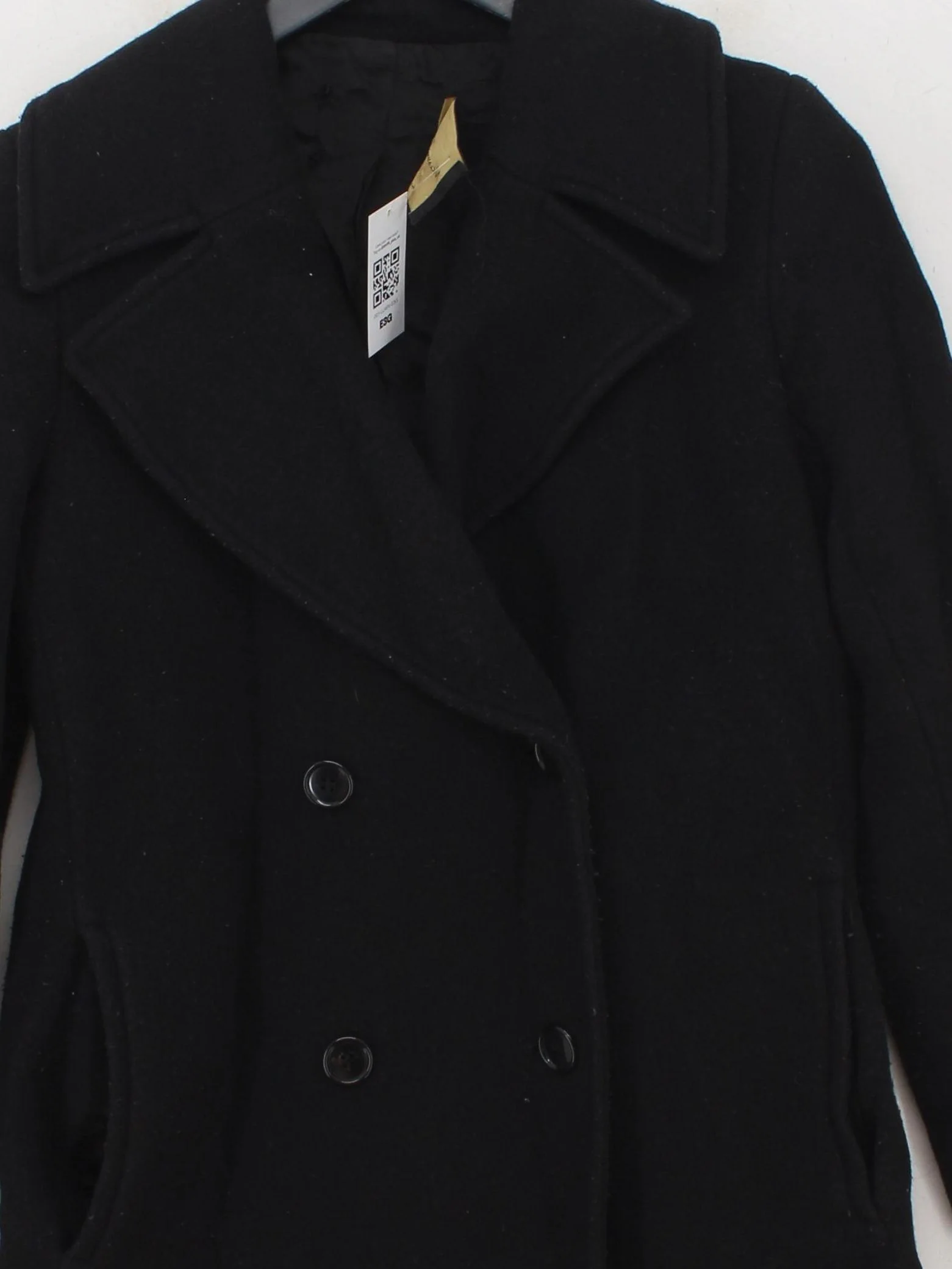 Massimo Dutti Women's Coat UK 8 Black Wool with Viscose Overcoat - Image 3