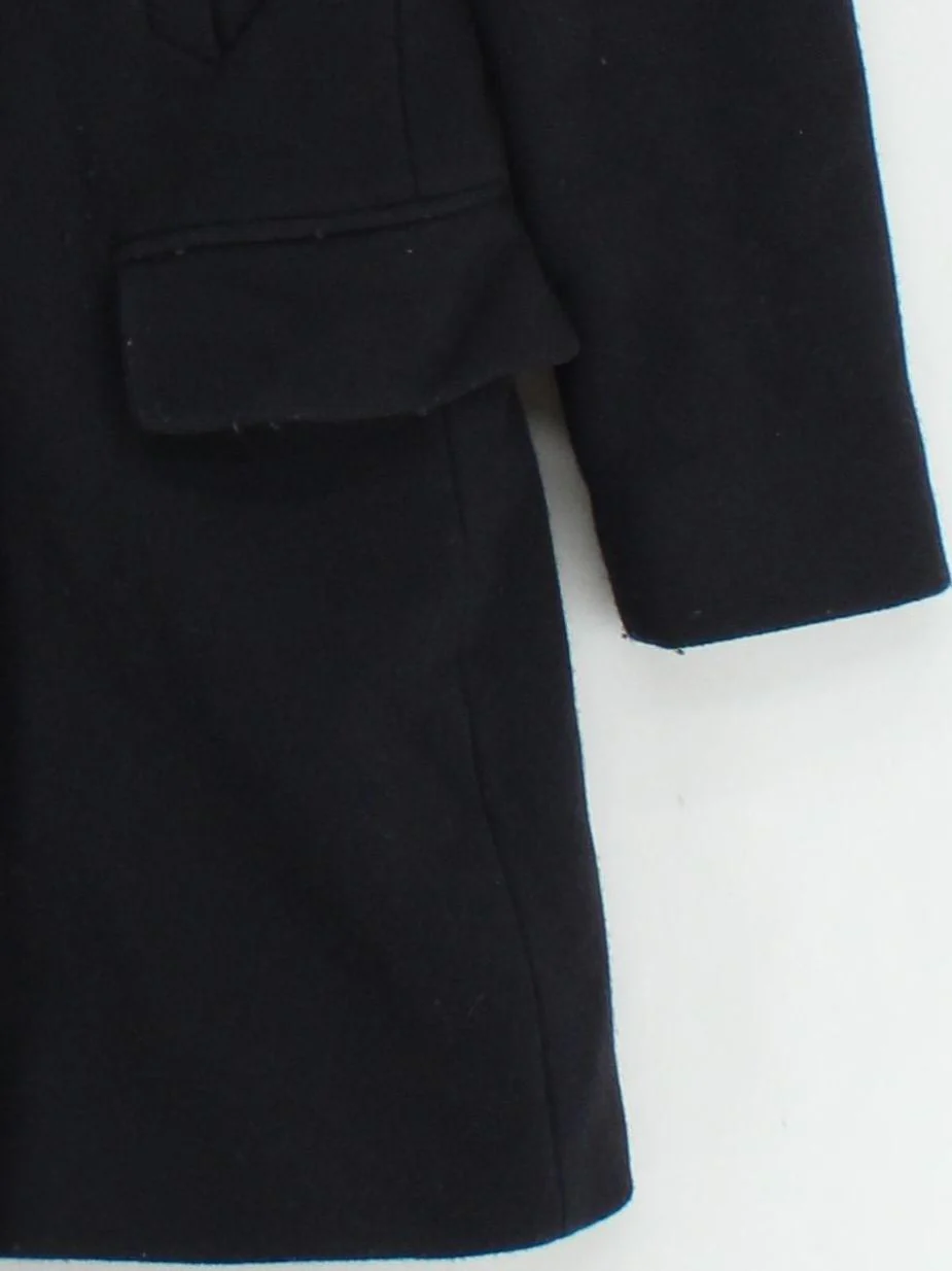 Massimo Dutti Women's Coat UK 8 Black Wool with Viscose Pea Coat - Image 4