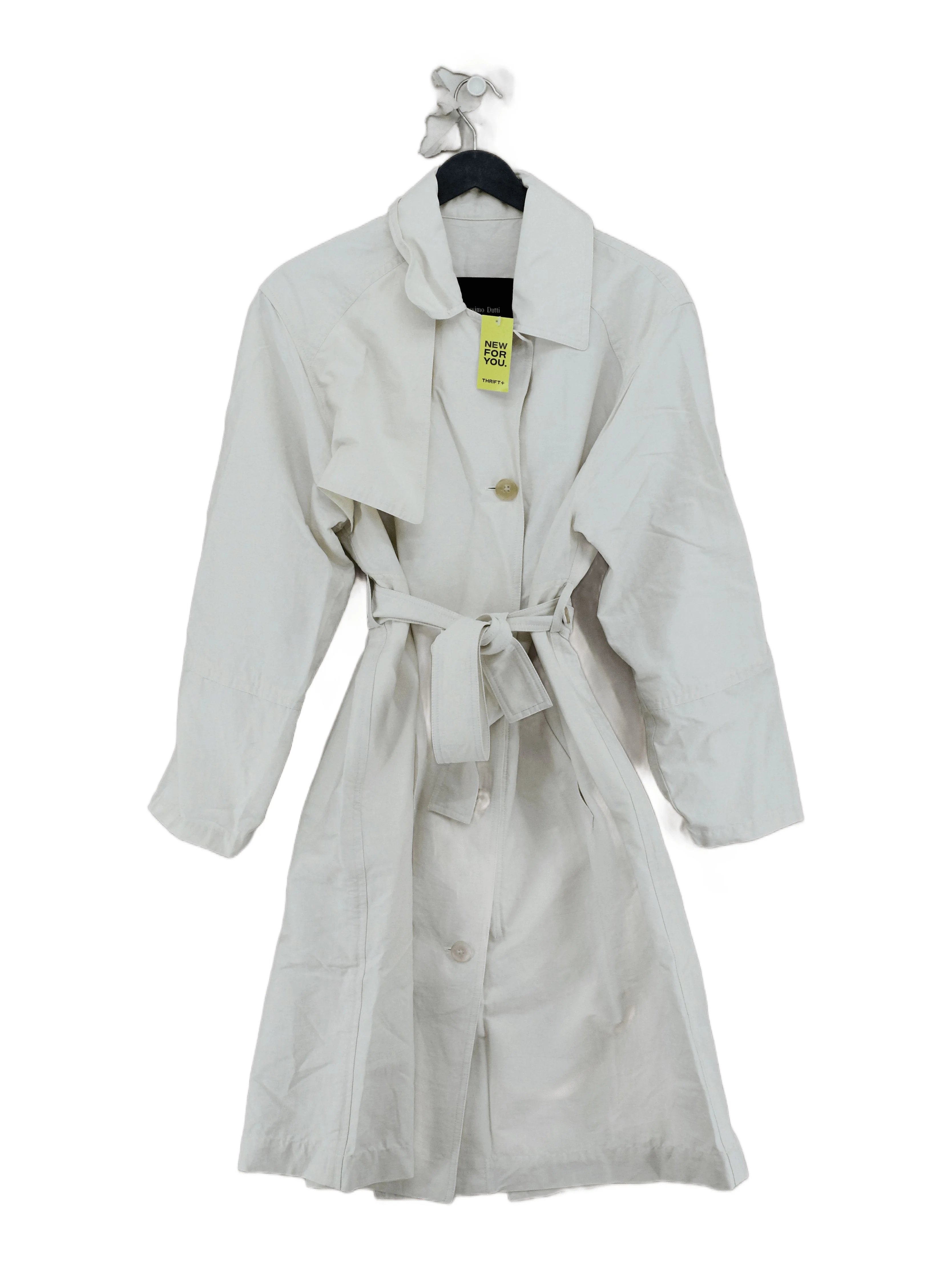 Massimo Dutti Women's Coat XS Cream Cotton with Polyamide Trench Coat