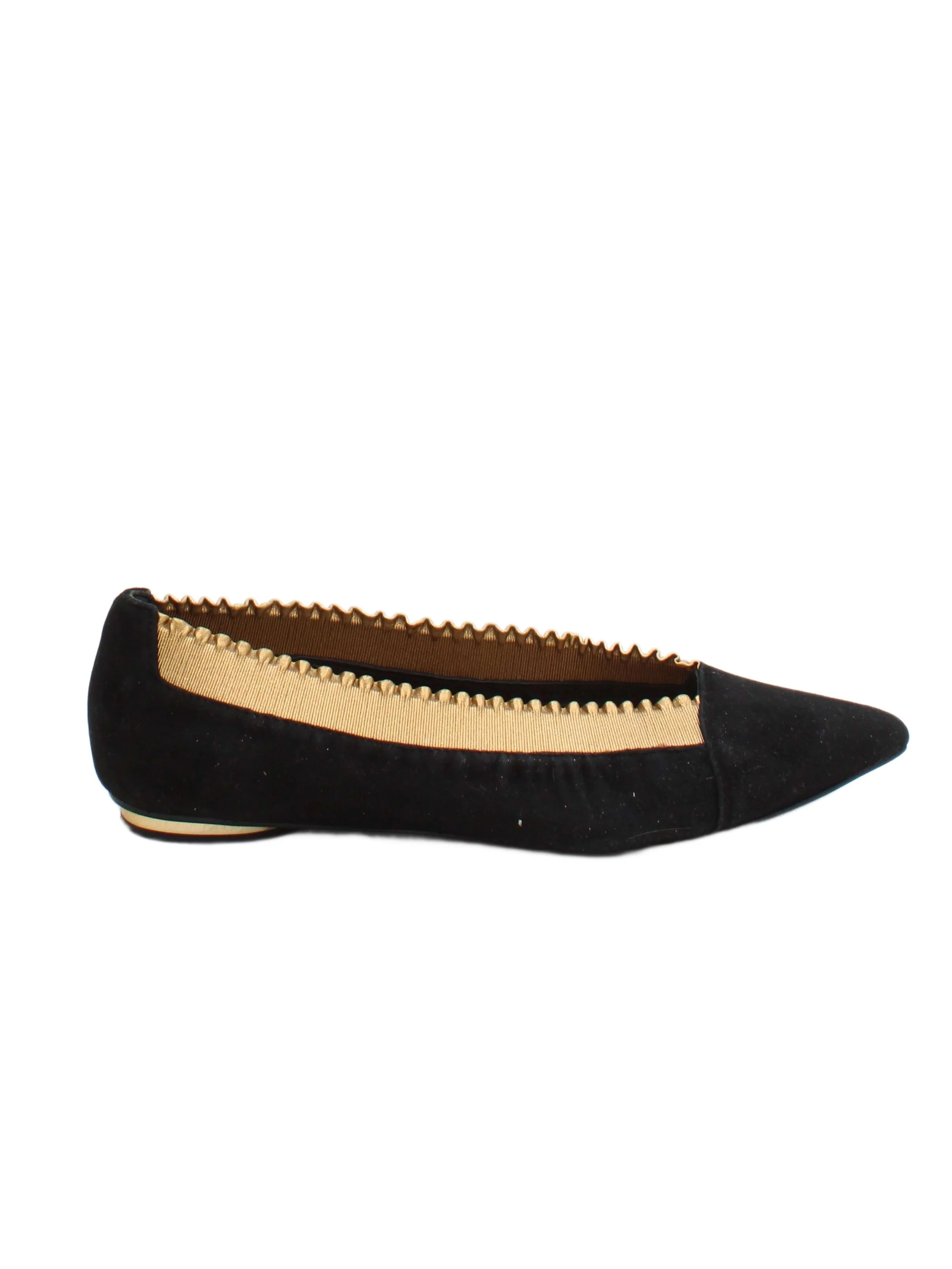 Massimo Dutti Women's Flat Shoes UK 4 Black 100% Suede Ballet