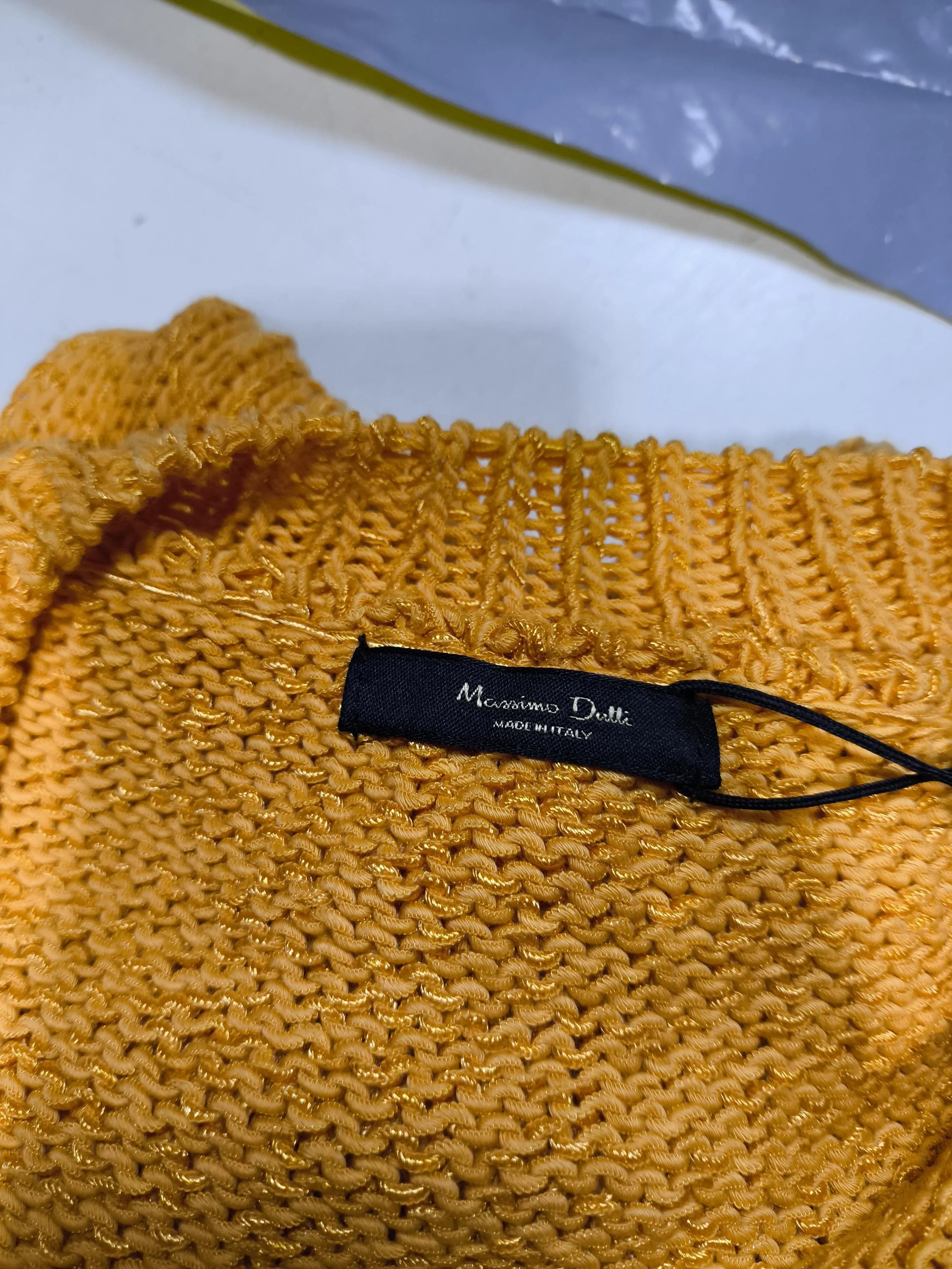 Massimo Dutti Women's Jumper L Orange Polyamide with Cotton V-Neck Pullover - Image 5