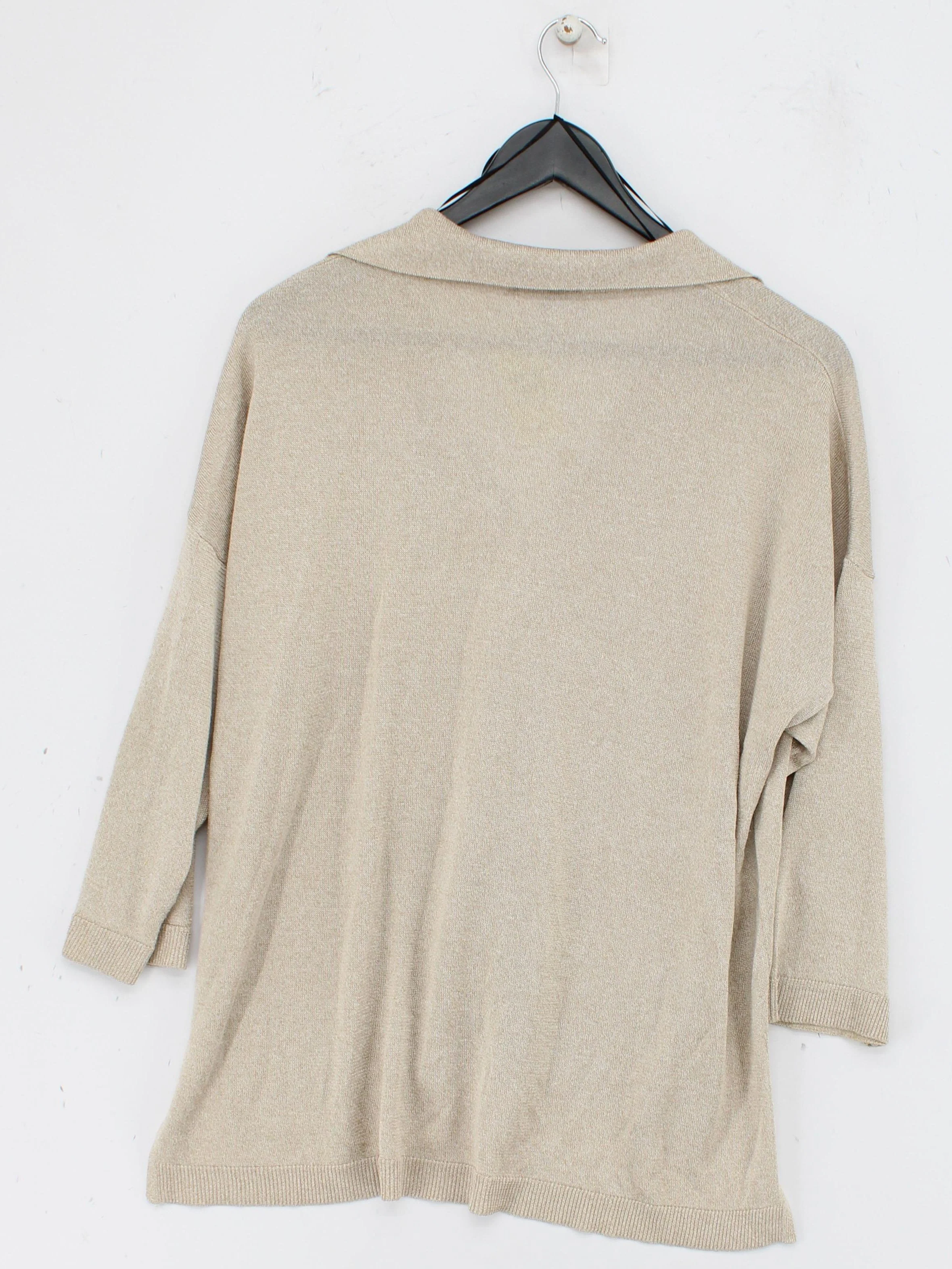 Massimo Dutti Women's Jumper M Tan Viscose with Polyester V-Neck Pullover - Image 2