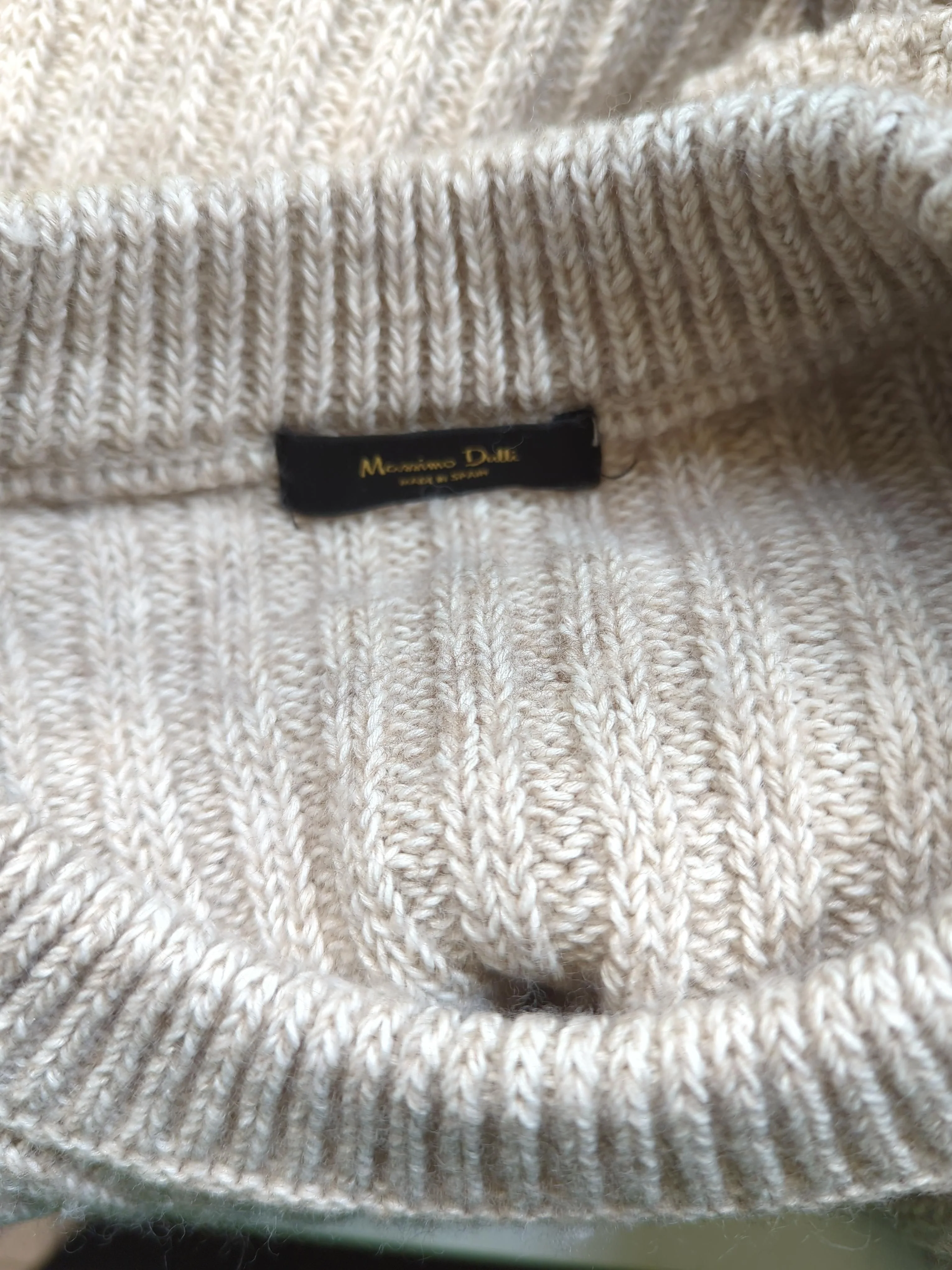 Massimo Dutti Women's Jumper S Tan Polyester with Cotton Crew Neck Pullover - Image 6