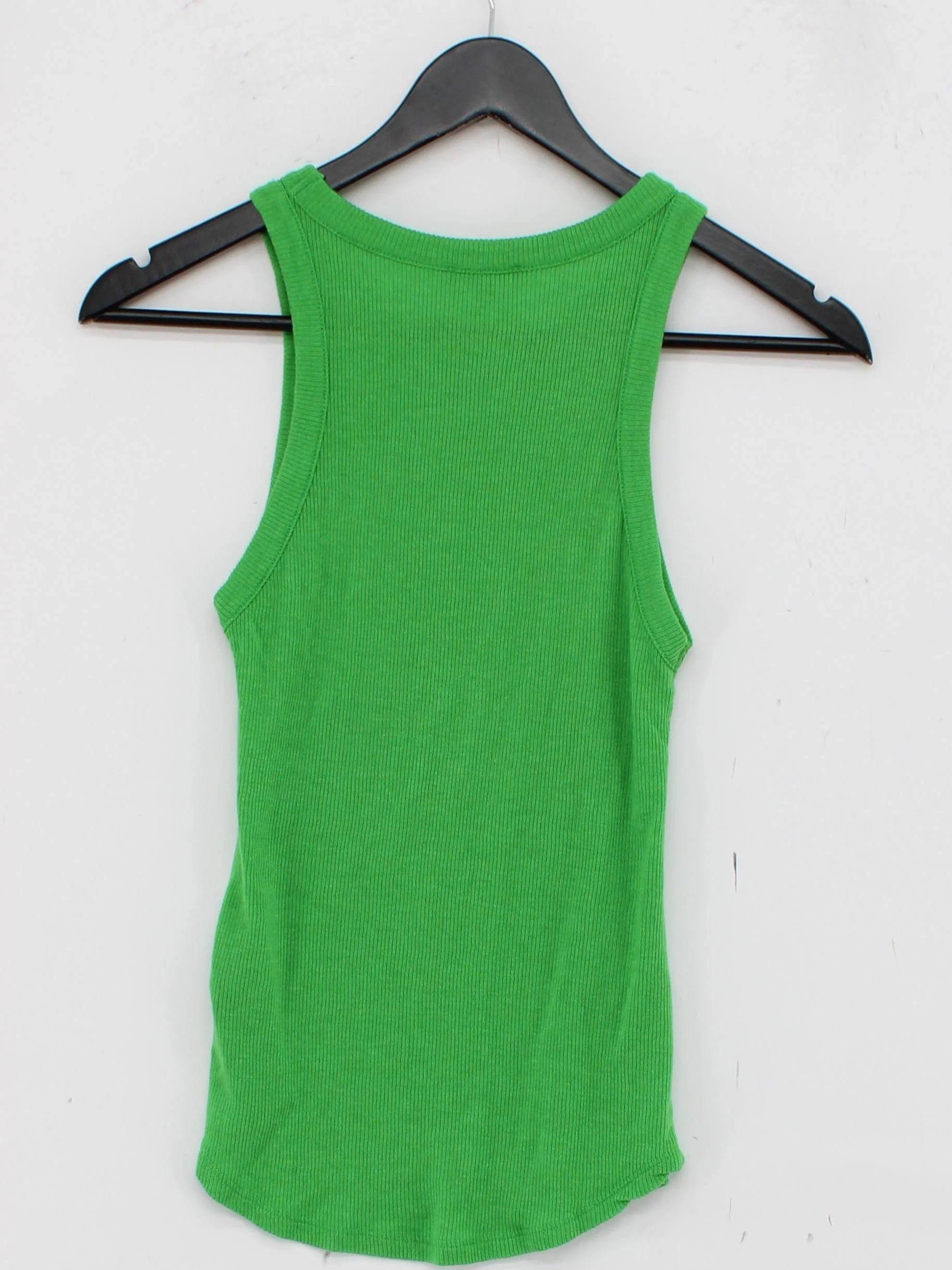 Massimo Dutti Women's T-Shirt XS Green Lyocell Modal with Wool Basic - Image 2