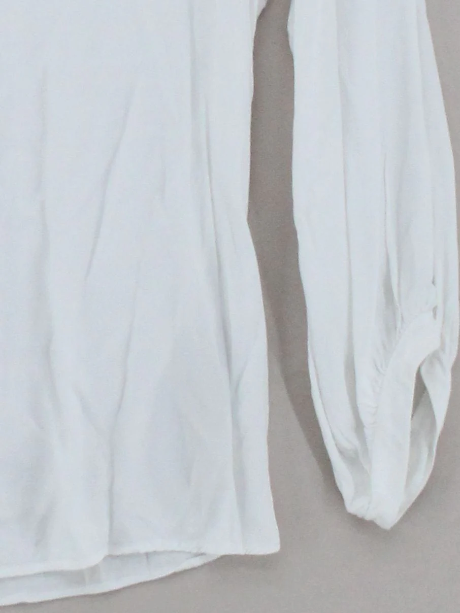 Massimo Dutti Women's Top M White 100% Viscose Long Sleeve V-Neck Basic - Image 4