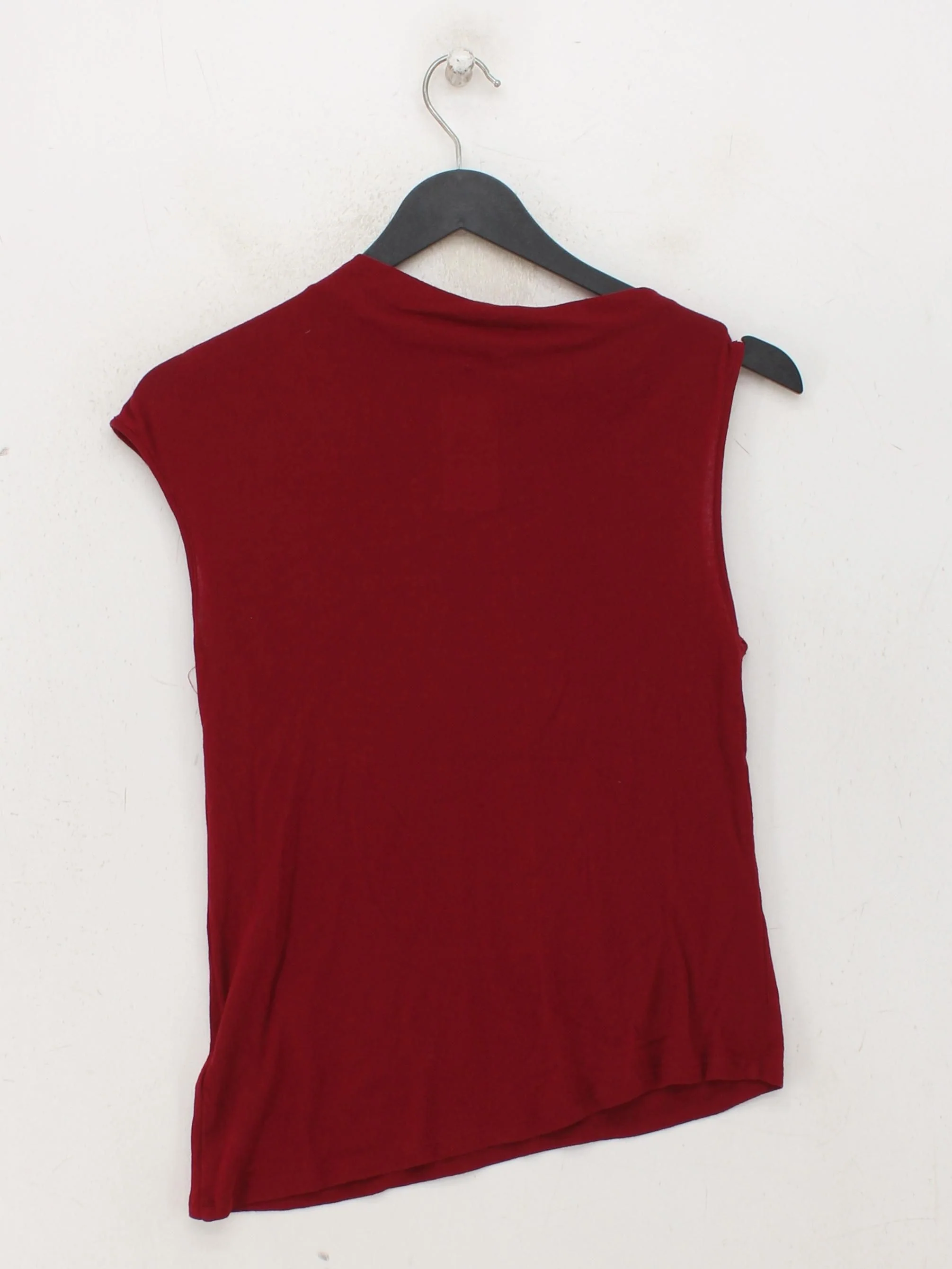 Massimo Dutti Women's Top S Red 100% Cotton Sleeveless Mock Neck Basic - Image 2
