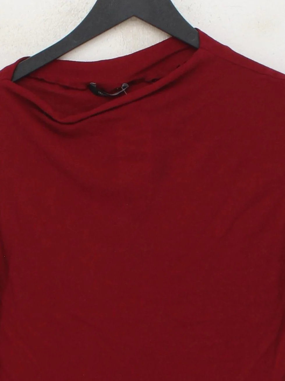 Massimo Dutti Women's Top S Red 100% Cotton Sleeveless Mock Neck Basic - Image 3