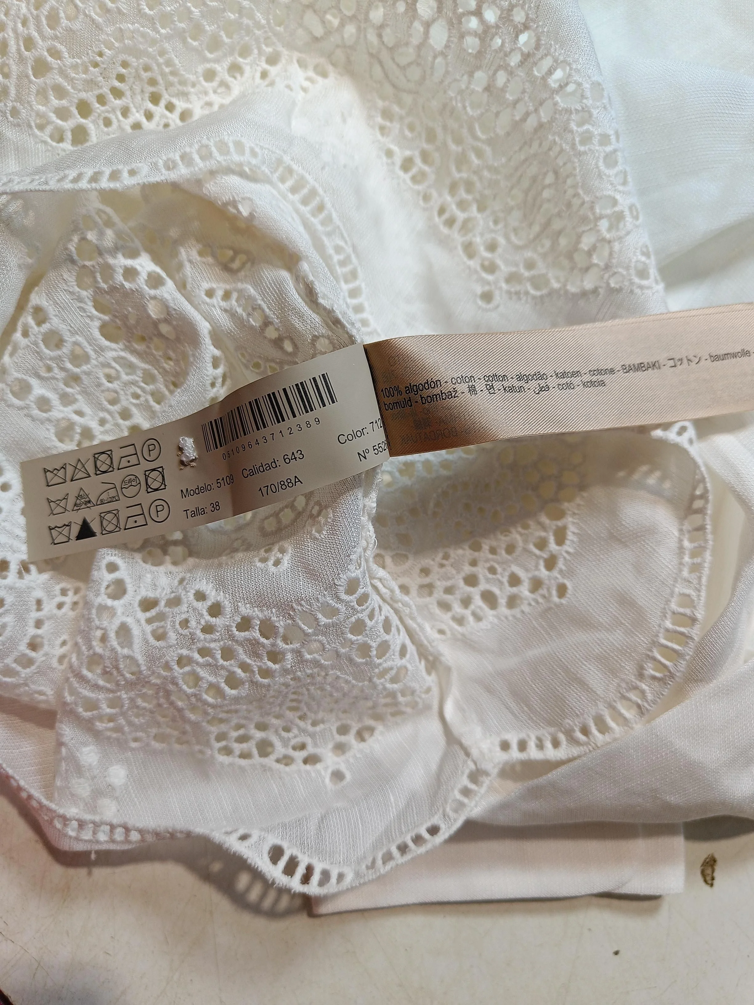 Massimo Dutti Women's Top UK 10 White 100% Cotton Long Sleeve V-Neck Basic - Image 6