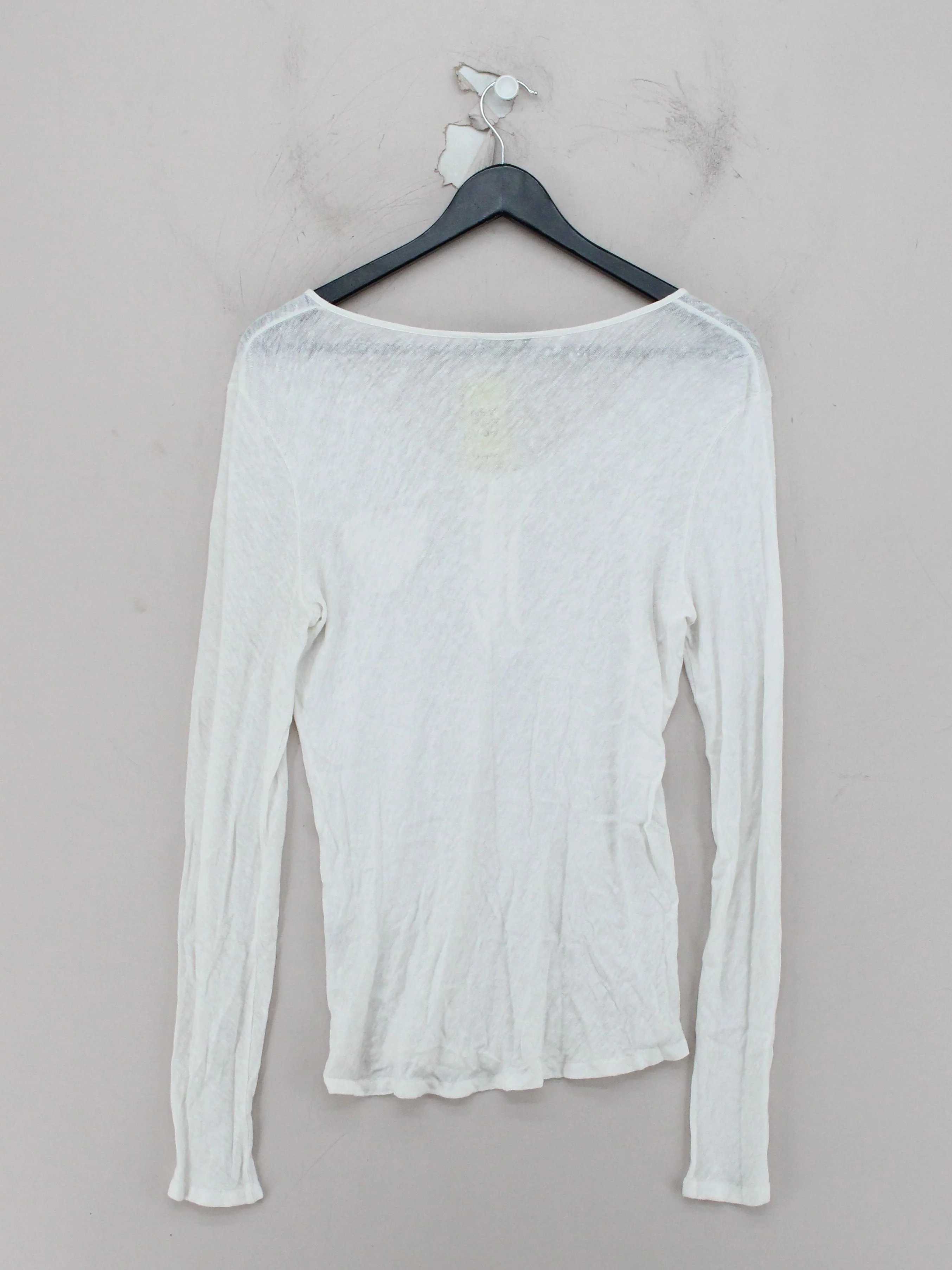 Massimo Dutti Women's Top XL White 100% Other Long Sleeve V-Neck Basic - Image 2
