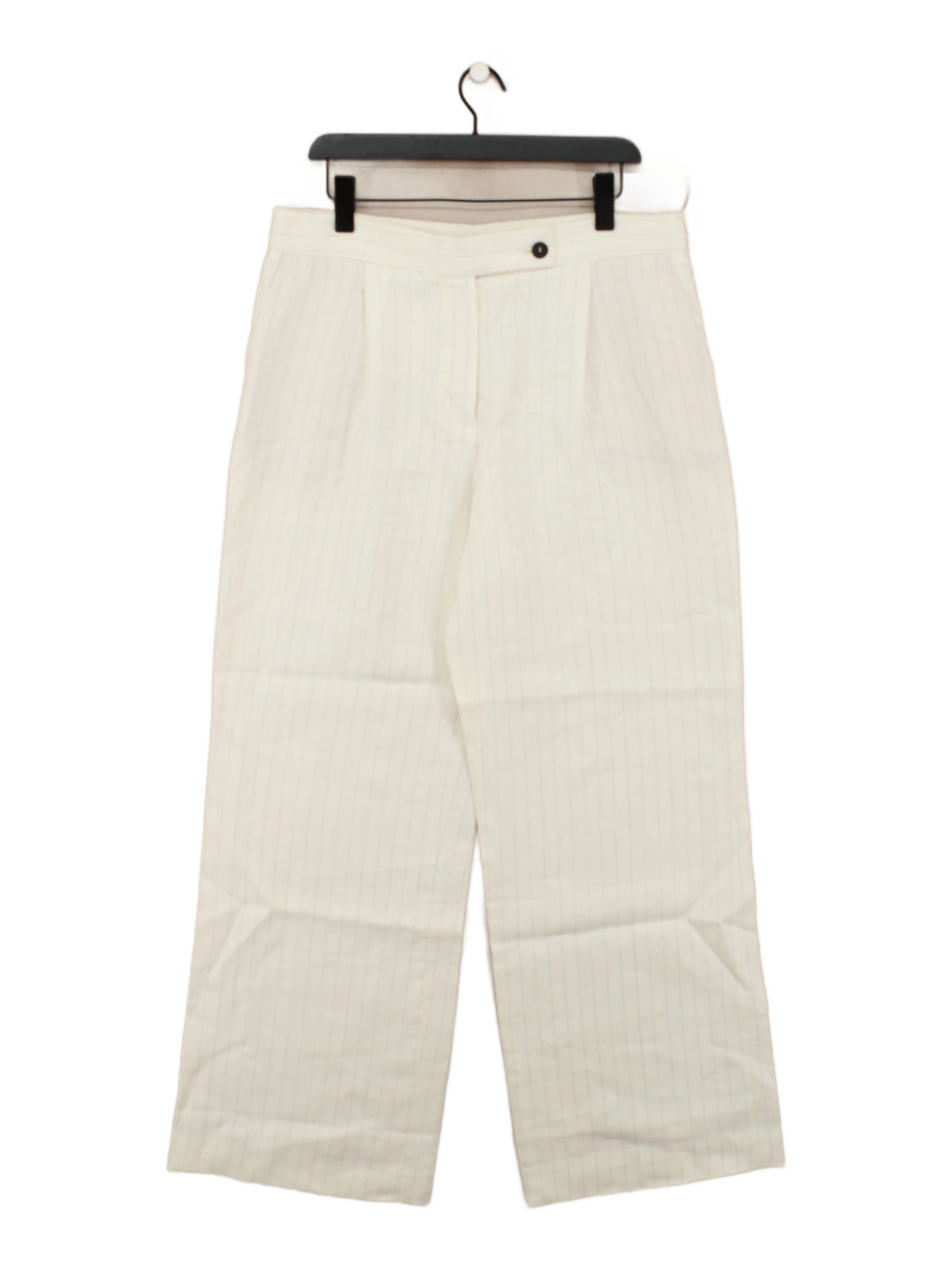 Massimo Dutti Women's Trousers UK 14 Cream Linen with Viscose Chino