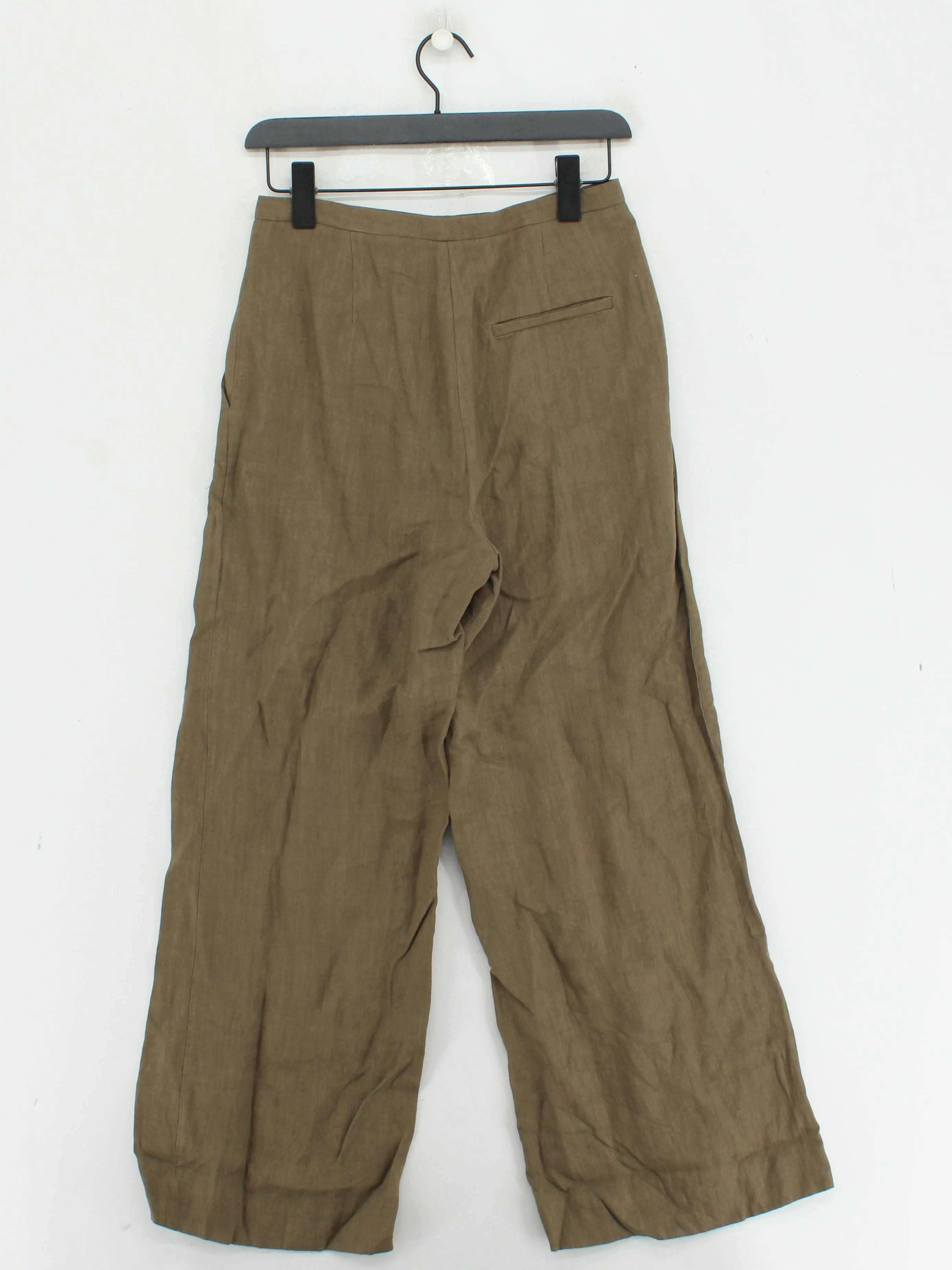 Massimo Dutti Women's Trousers UK 6 Brown 100% Linen Wide-Leg Chino - Image 2