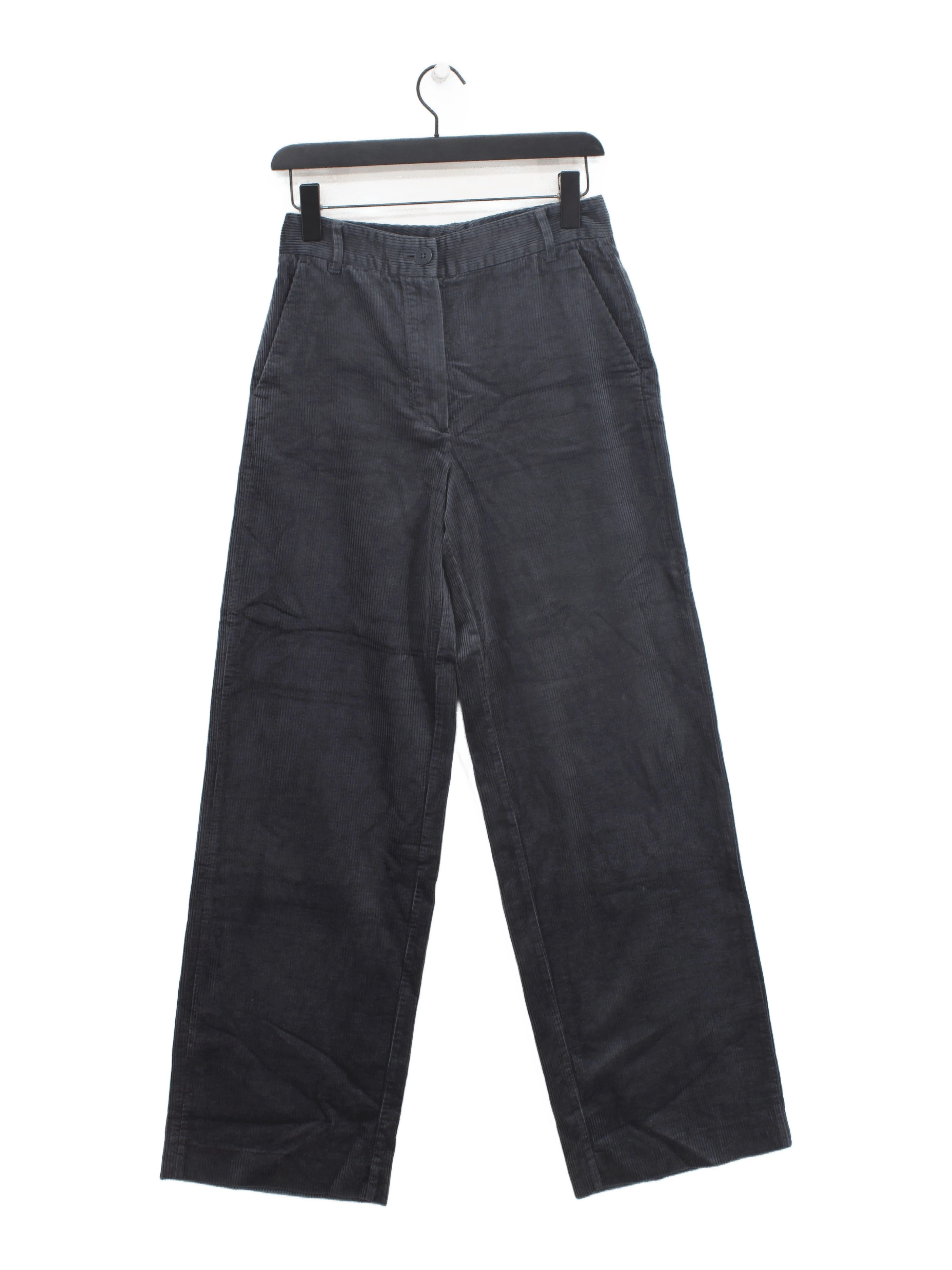 Massimo Dutti Women's Trousers UK 8 Black 100% Cotton Wide-Leg Sweatpants