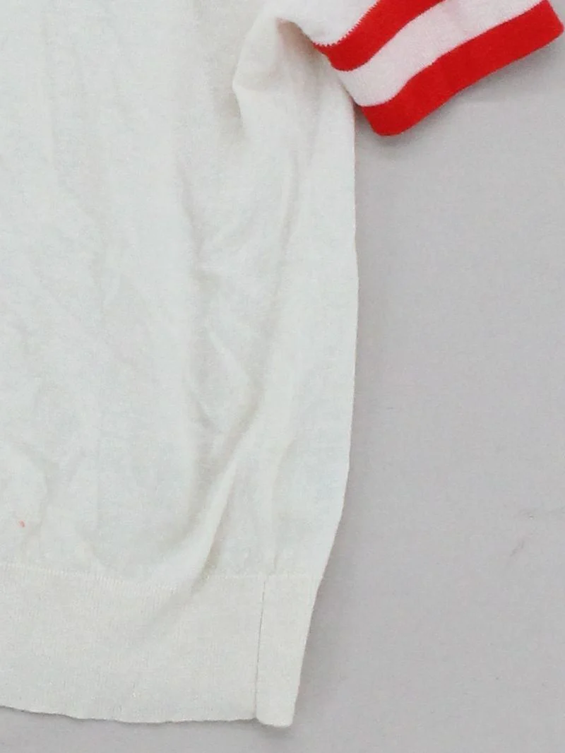 ME+EM Women's Top UK 10 White Wool with Linen Short Sleeve Collared Basic - Image 4