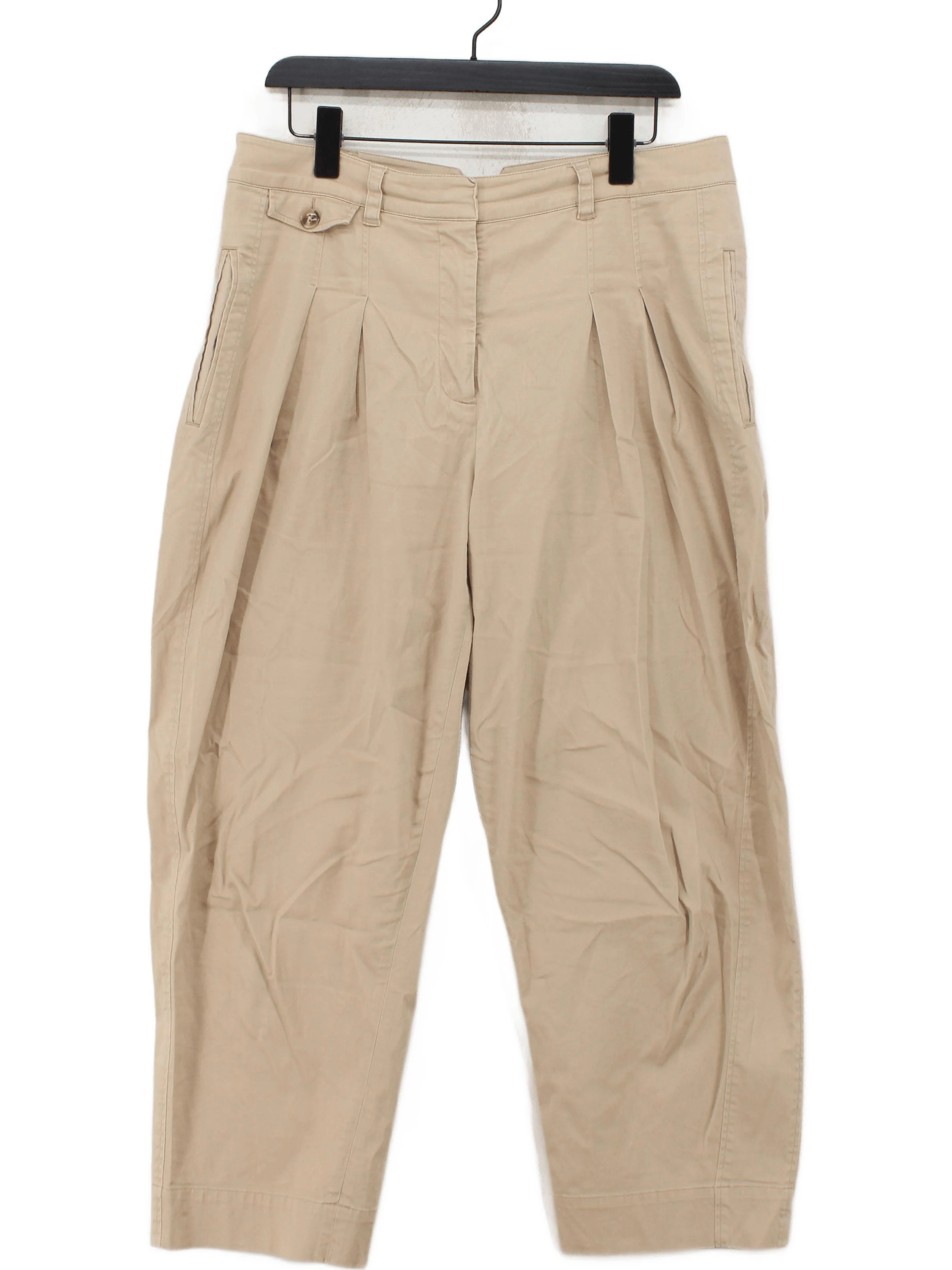 ME+EM Women's Trousers UK 14 Tan Cotton with Elastane Tapered Cropped