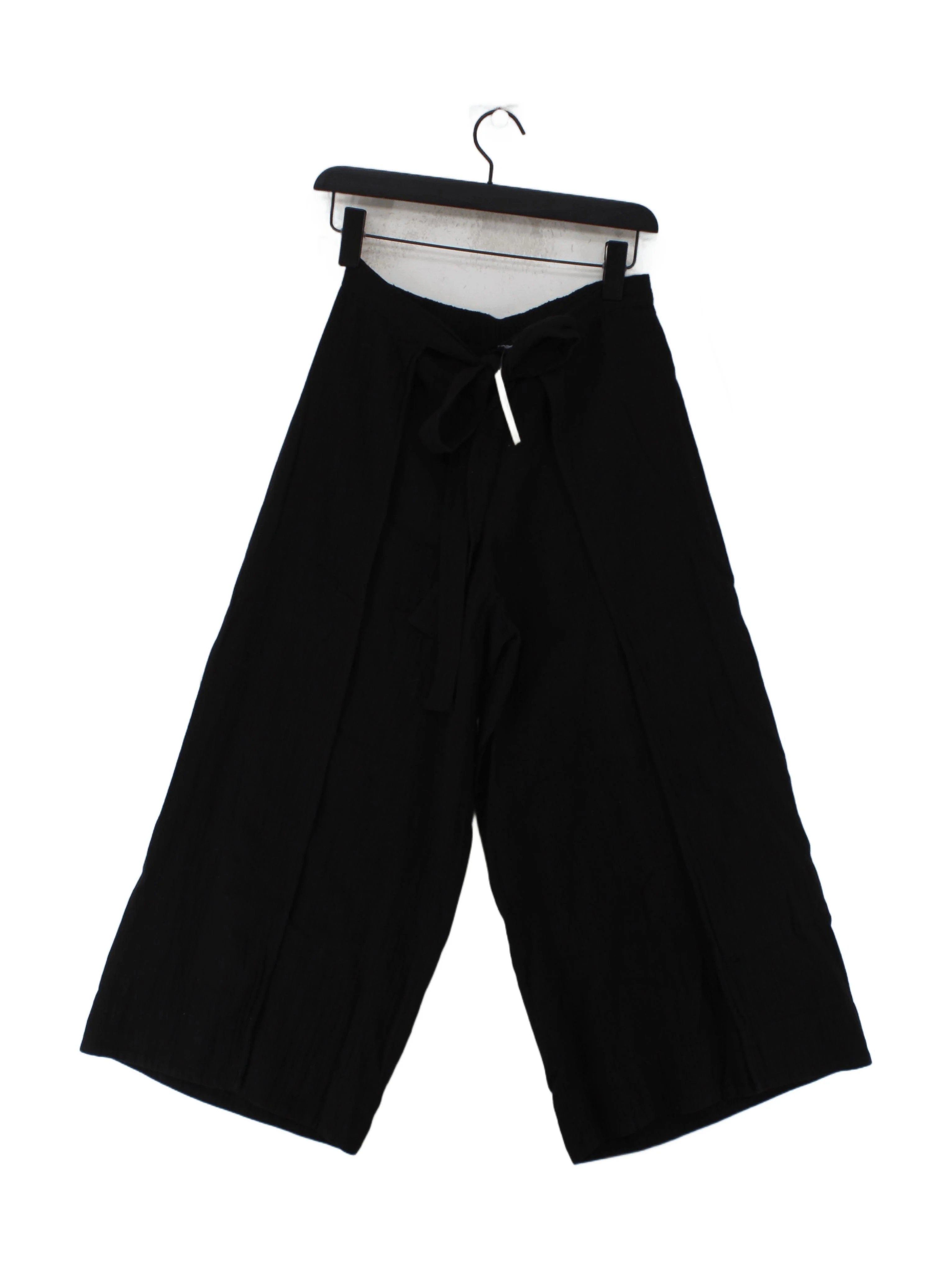 ME+EM Women's Trousers UK 6 Black 100% Cotton Wide-Leg Cropped