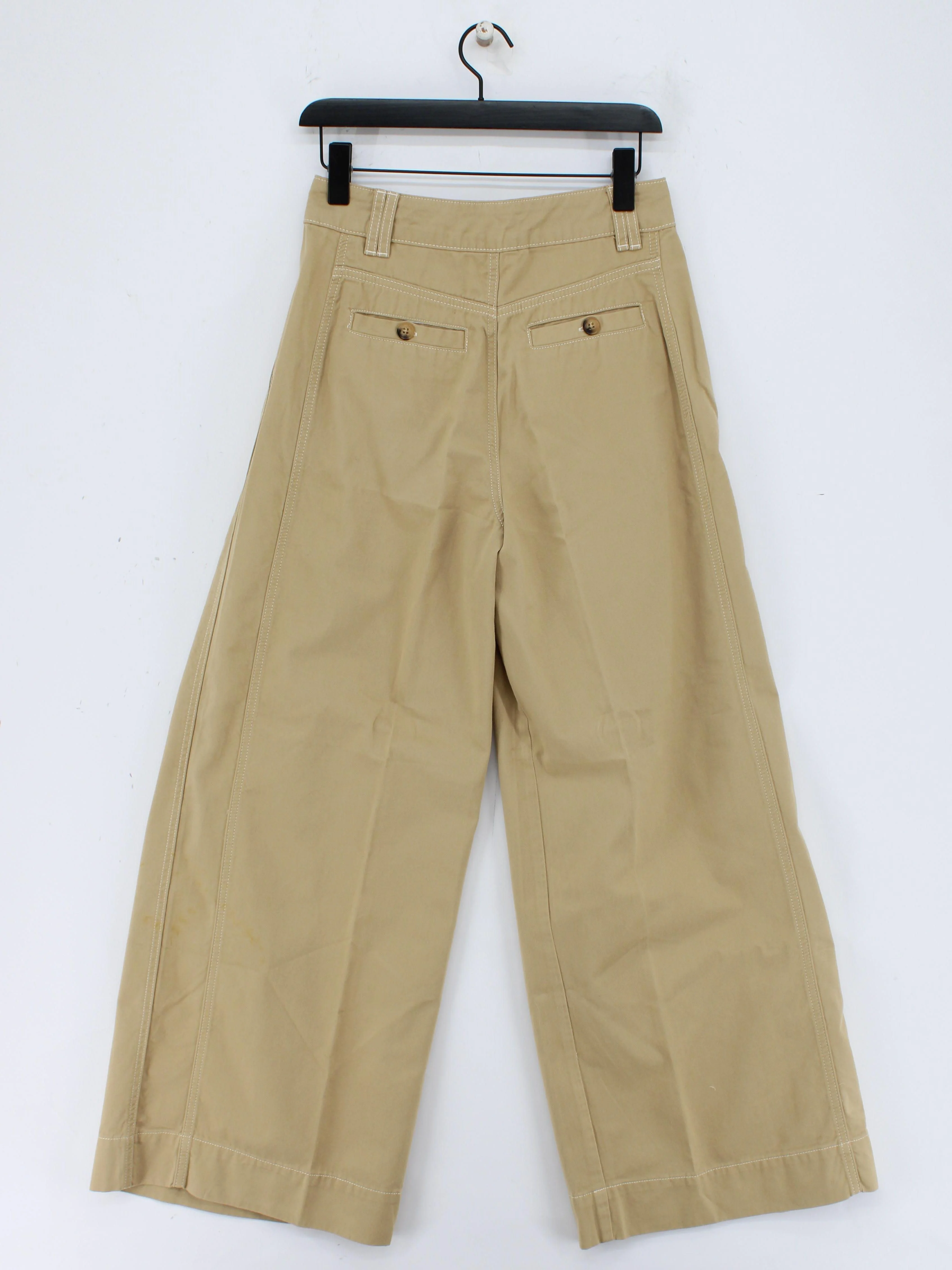 ME+EM Women's Trousers UK 8 Tan Cotton with Polyester Wide-Leg Chino - Image 2