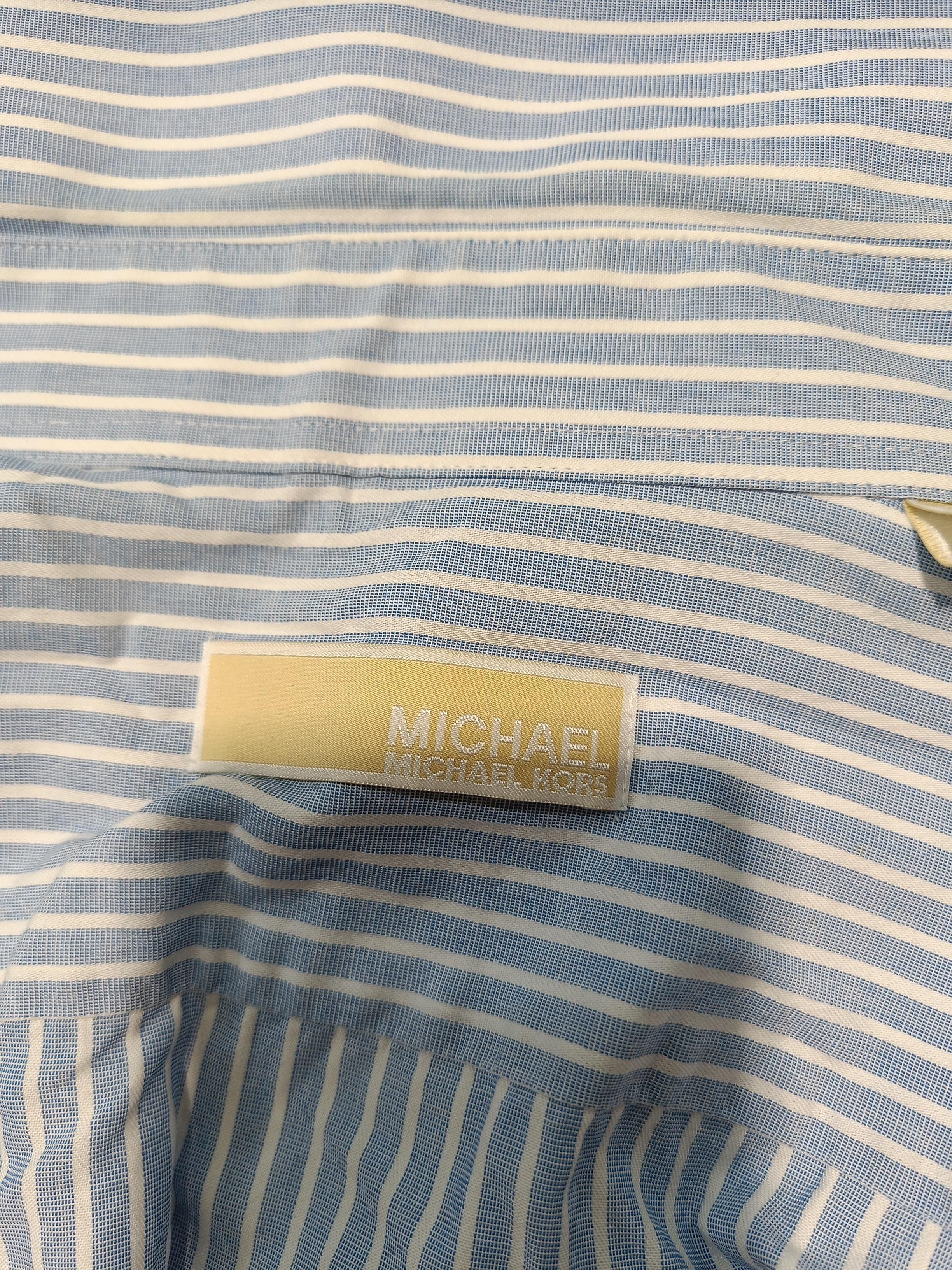 Michael Kors Men's Shirt Chest: 36 in Blue Striped 100% Cotton Basic - Image 5