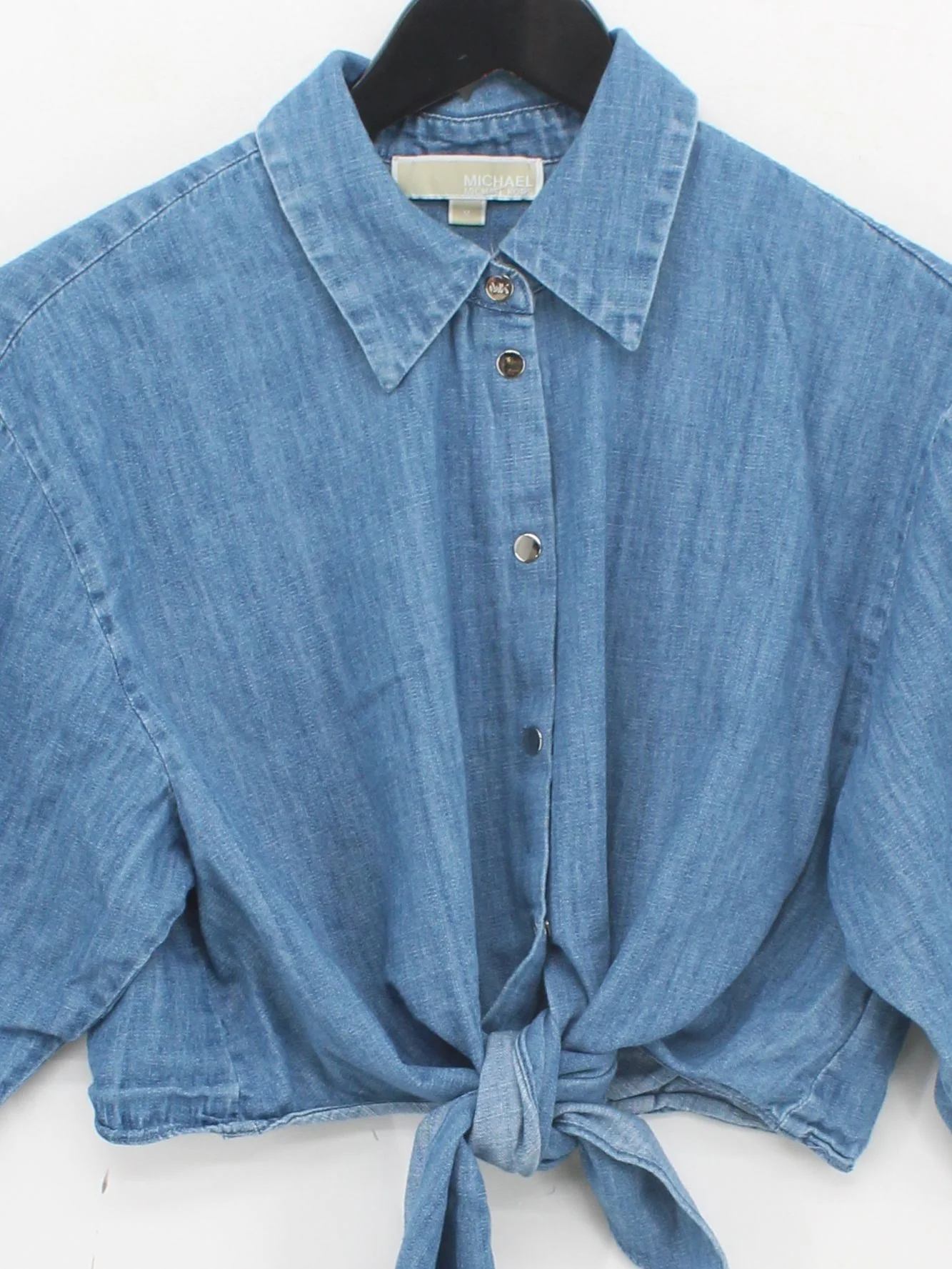 Michael Kors Women's Shirt M Blue 100% Cotton Long Sleeve Collared Basic - Image 3