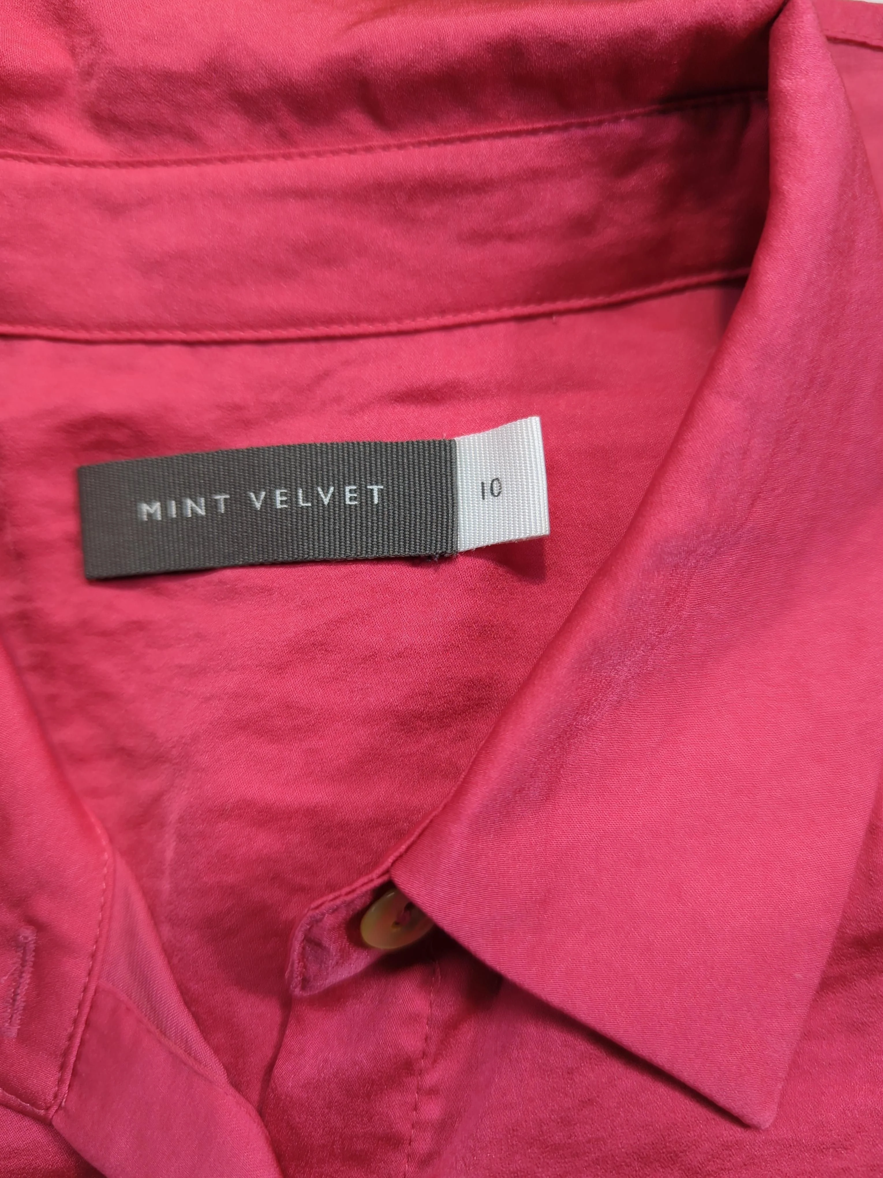 Mint Velvet Women's Blouse UK 10 Pink 100% Polyester Long Sleeve Collared Basic - Image 5
